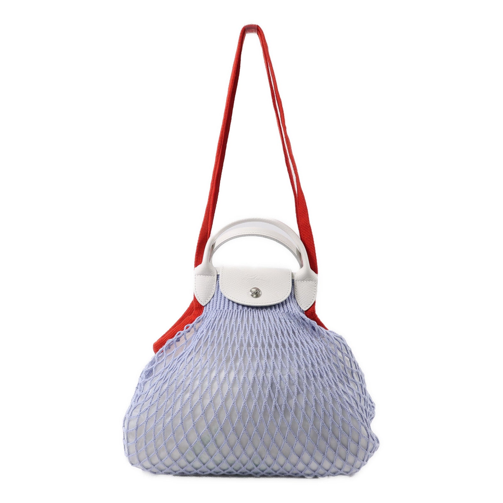 Longchamp 棉質/皮革Le Pliagr Mesh Bag L手挽肩背兩用袋
