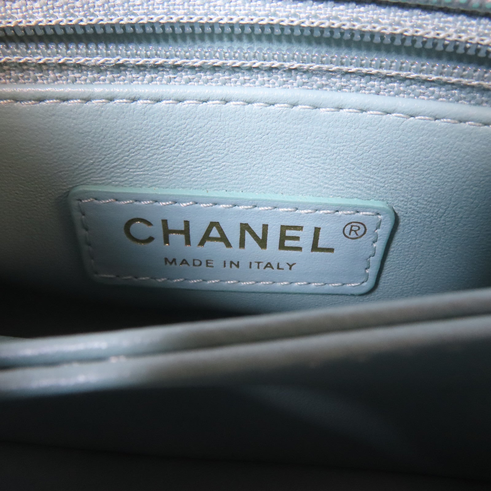 CHANEL 【激減優惠】菱格Caviar皮革Mini Coco Handle金扣手挽肩背兩用袋藍色