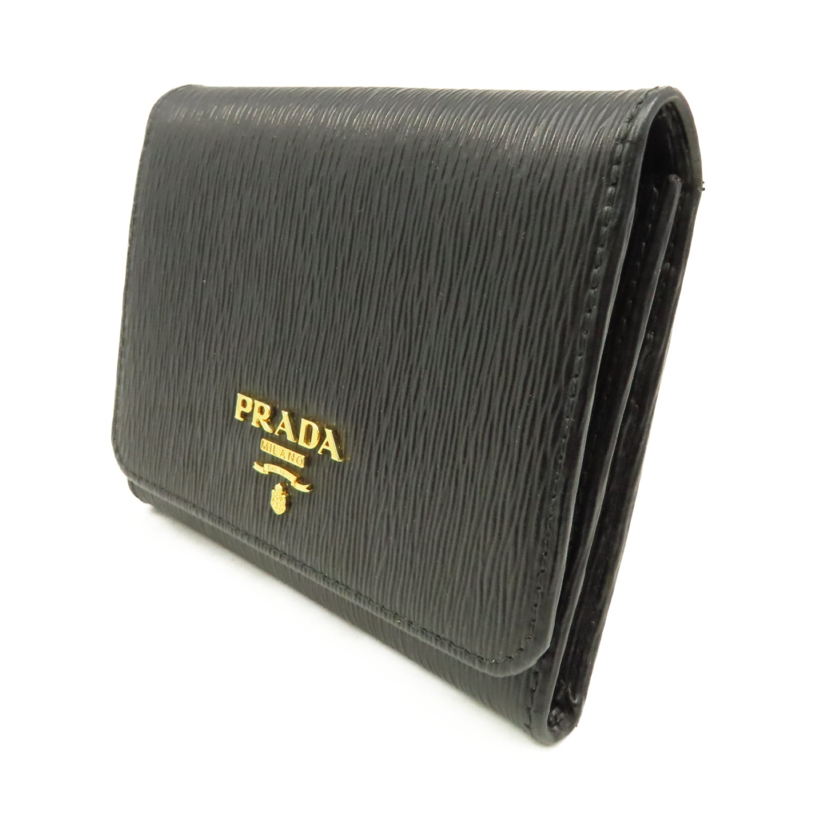 PRADA 牛皮皮革Short Wallet短錢包黑色