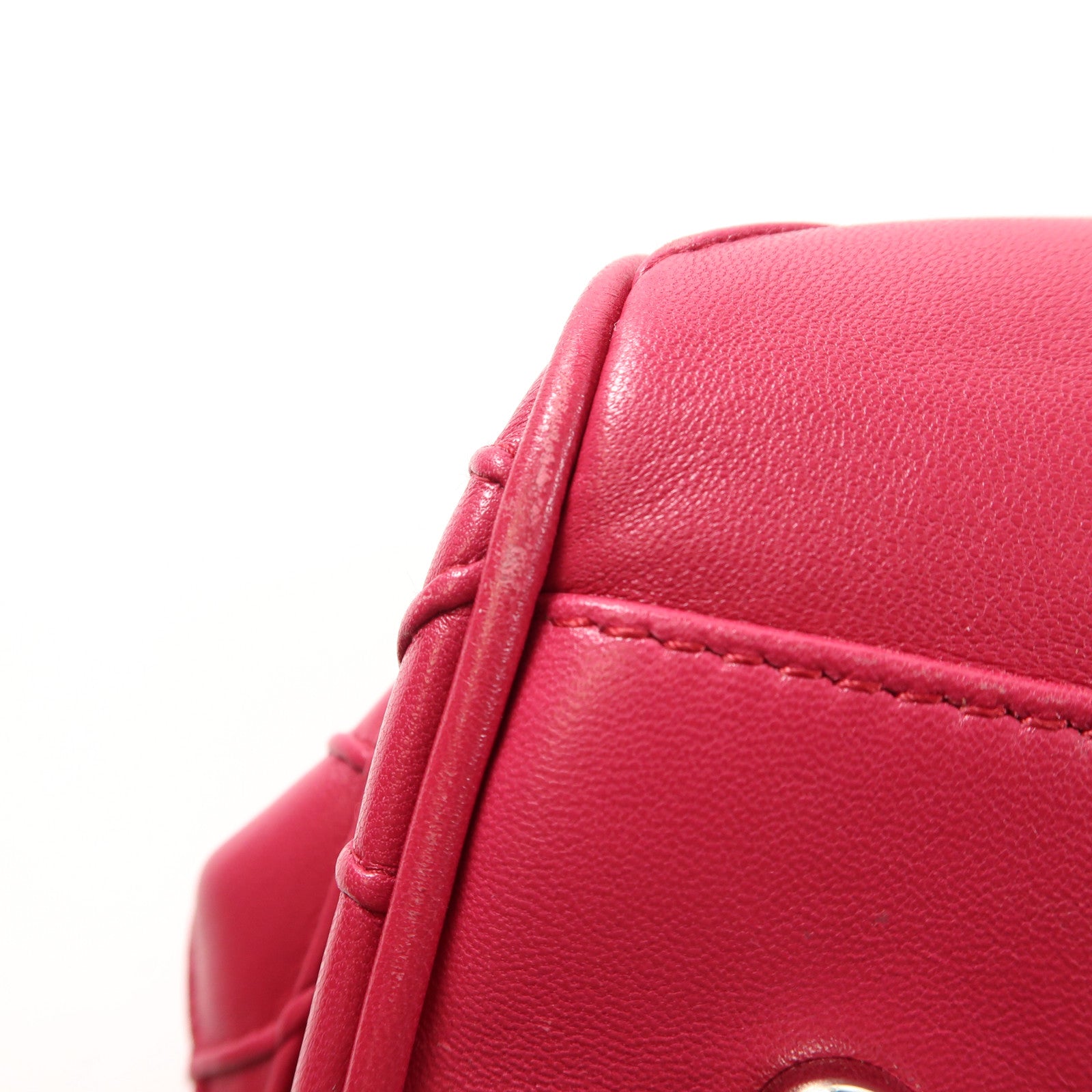 Dior 牛皮皮革Handbag銀扣手挽袋桃紅色