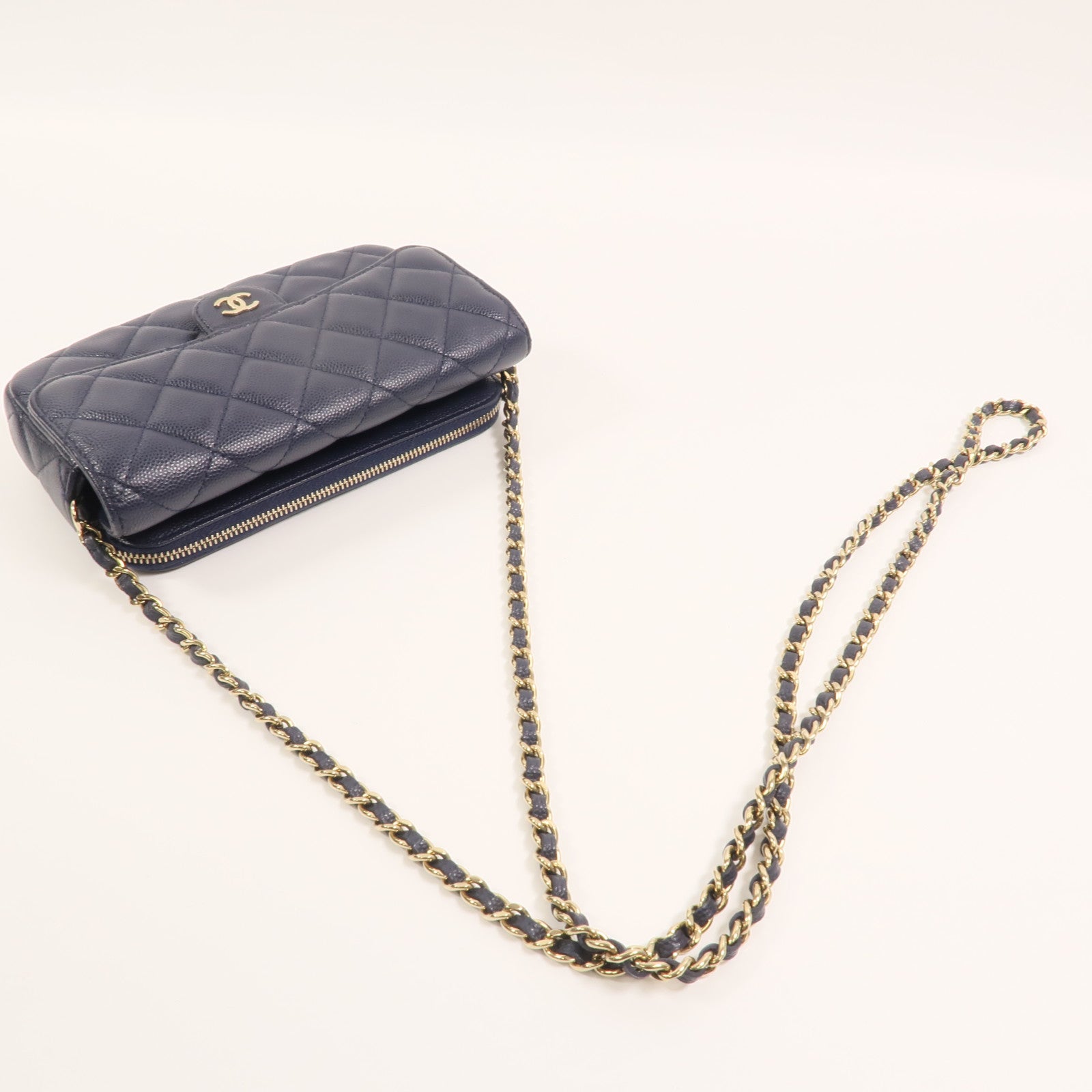 CHANEL 牛皮皮革Phone Bag鏈帶肩背袋