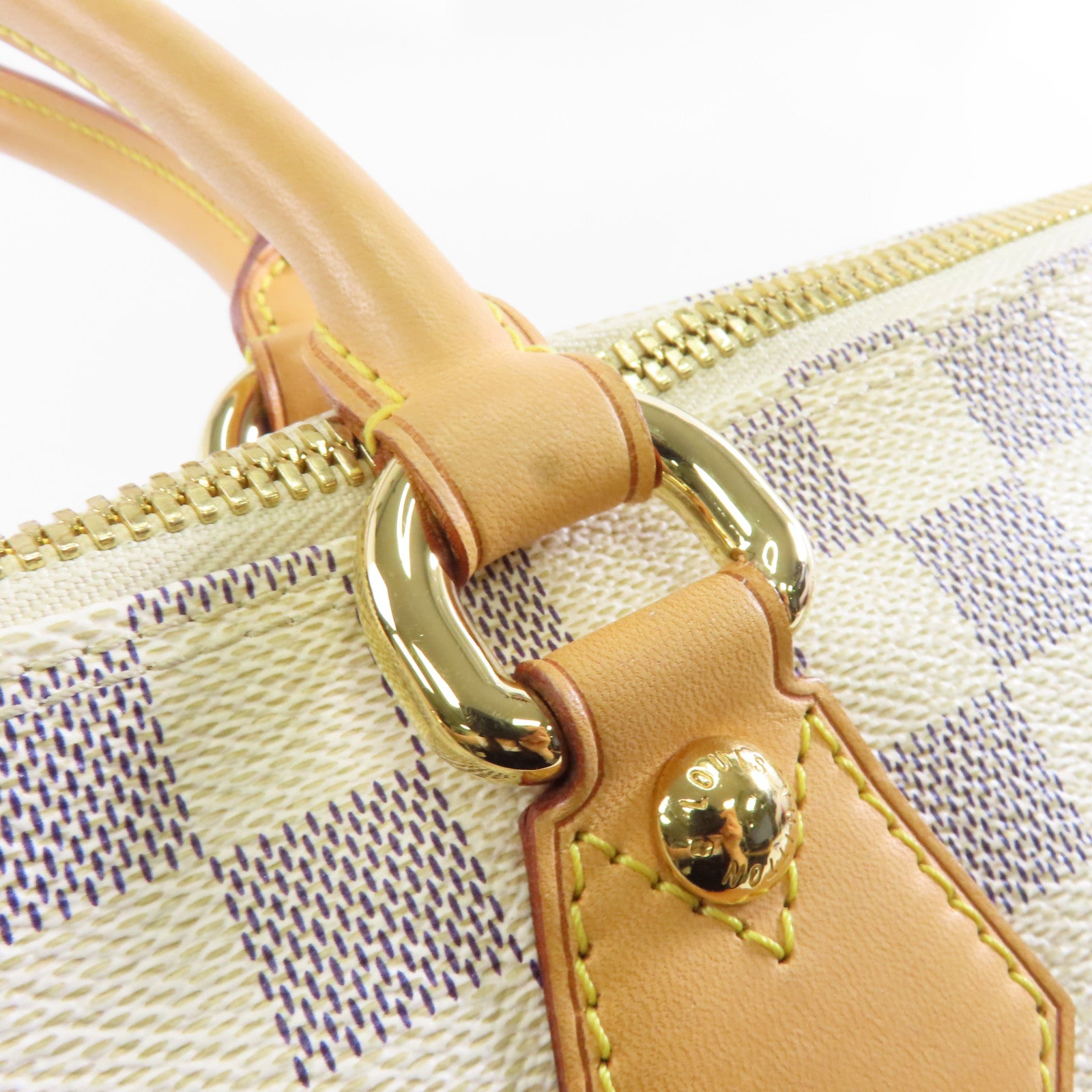 LOUIS VUITTON Damier Azur Saleya MM金扣肩背袋米色