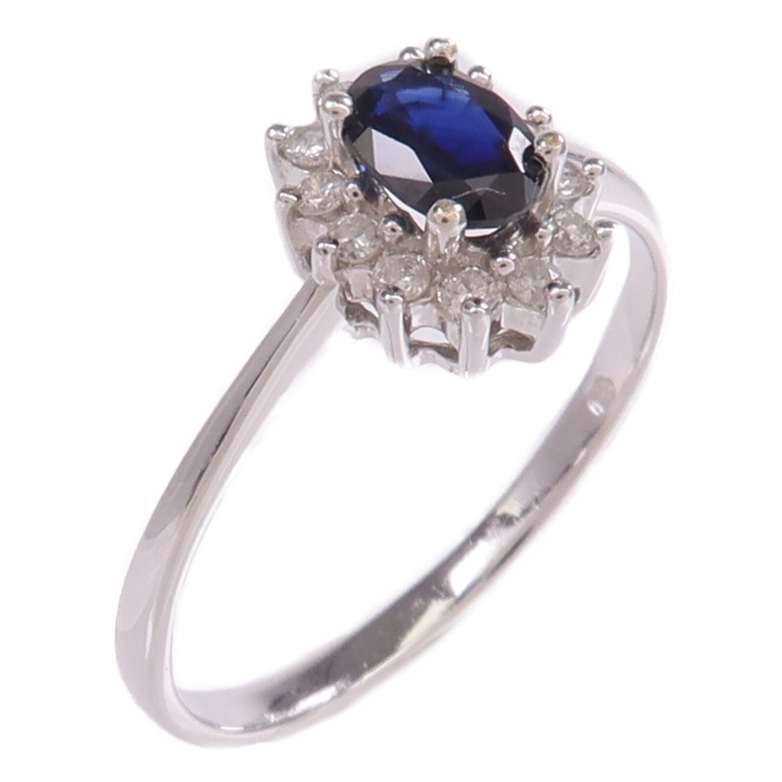 JEWELRY 【激減優惠】18K白金Sapphire Diamond Ring藍寶石/鑽石戒指US#8.25