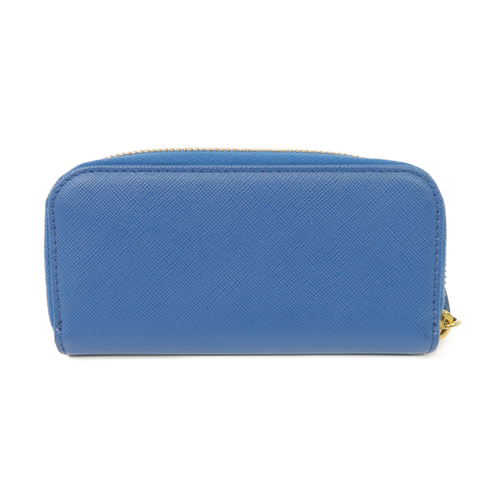 PRADA 牛皮皮革Key Case金扣鎖匙包藍色