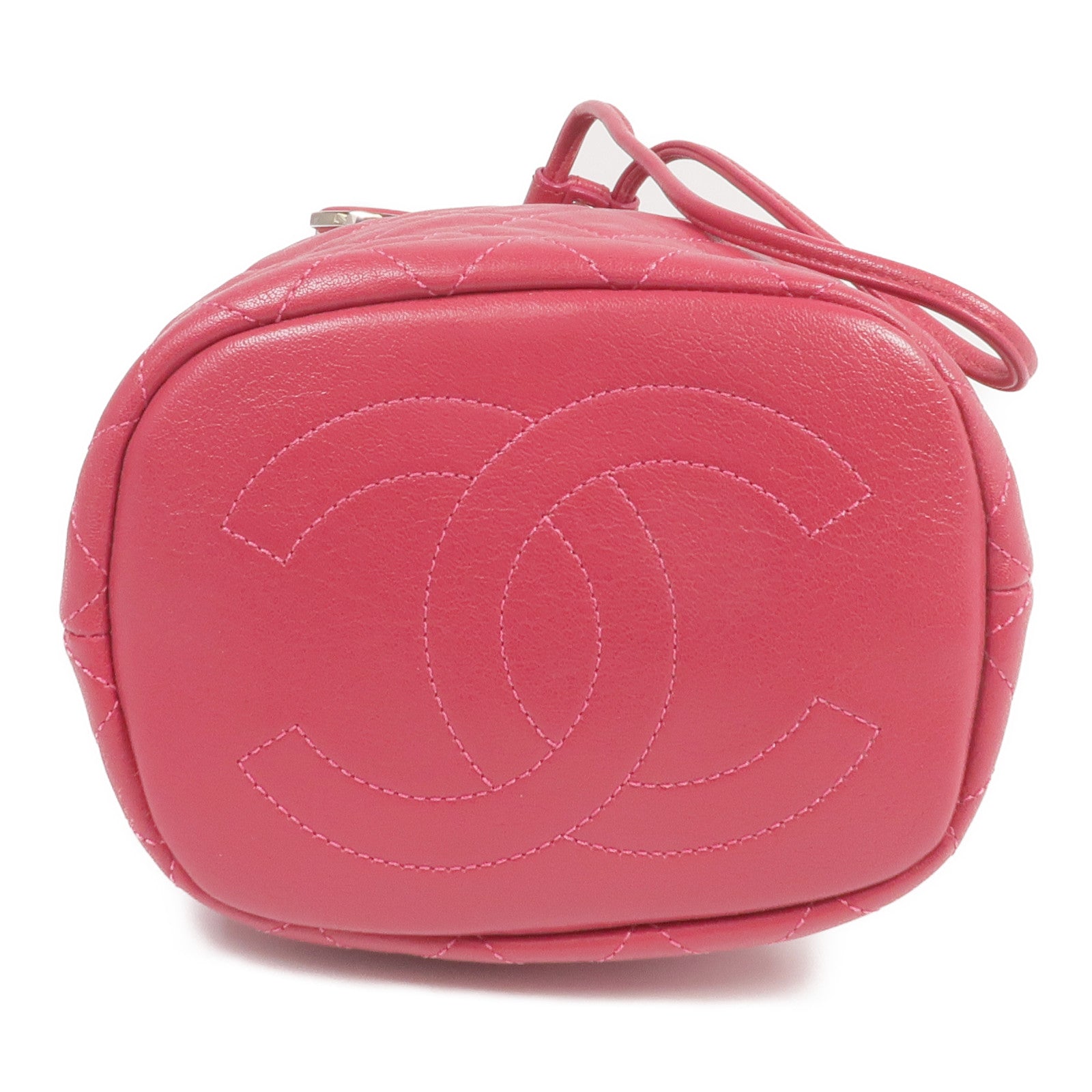 CHANEL 牛皮皮革Bucket Bag銀扣手挽肩背兩用袋