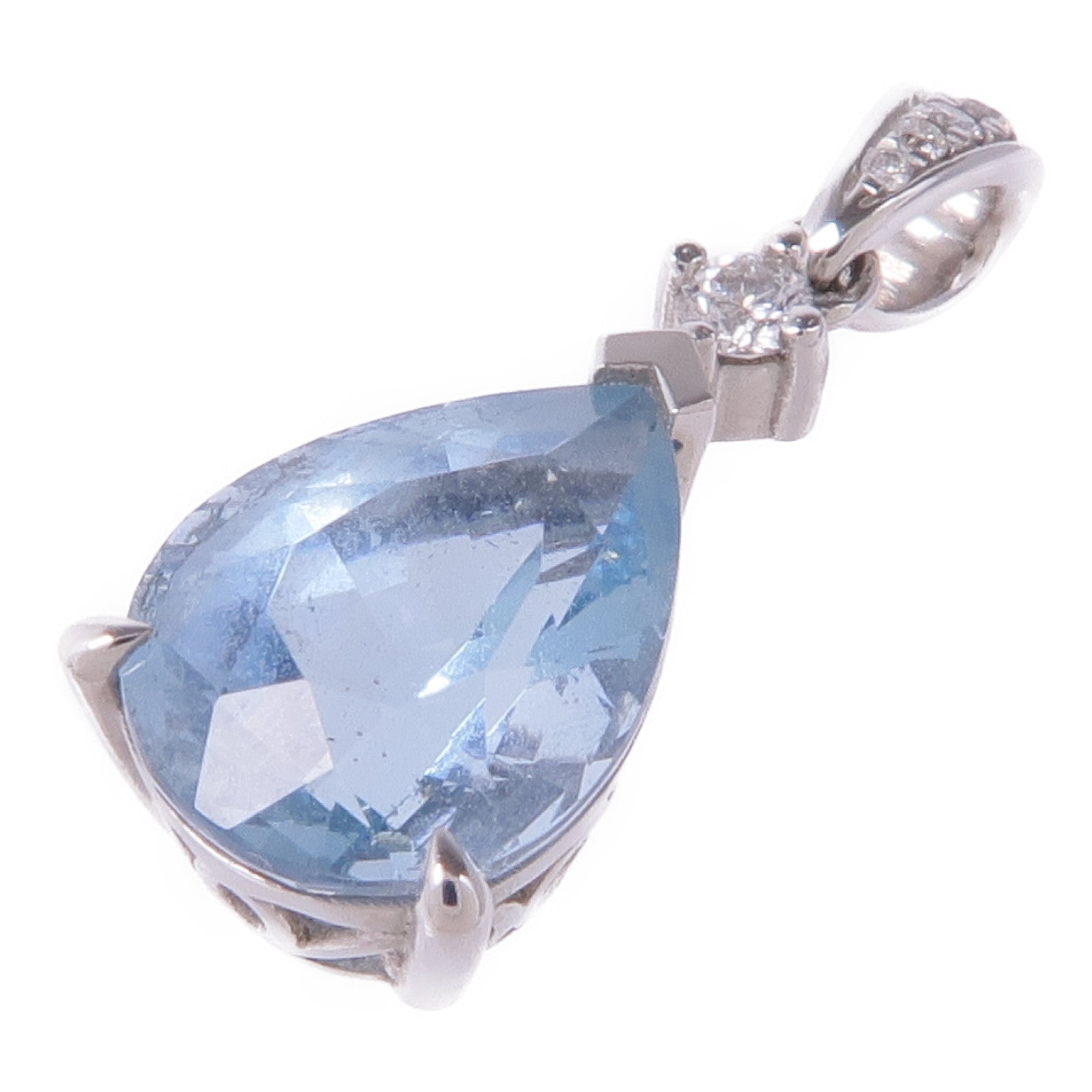 JEWELRY 18K白金Aquamarine/Diamond Pendant Top藍晶/鑽石吊墜