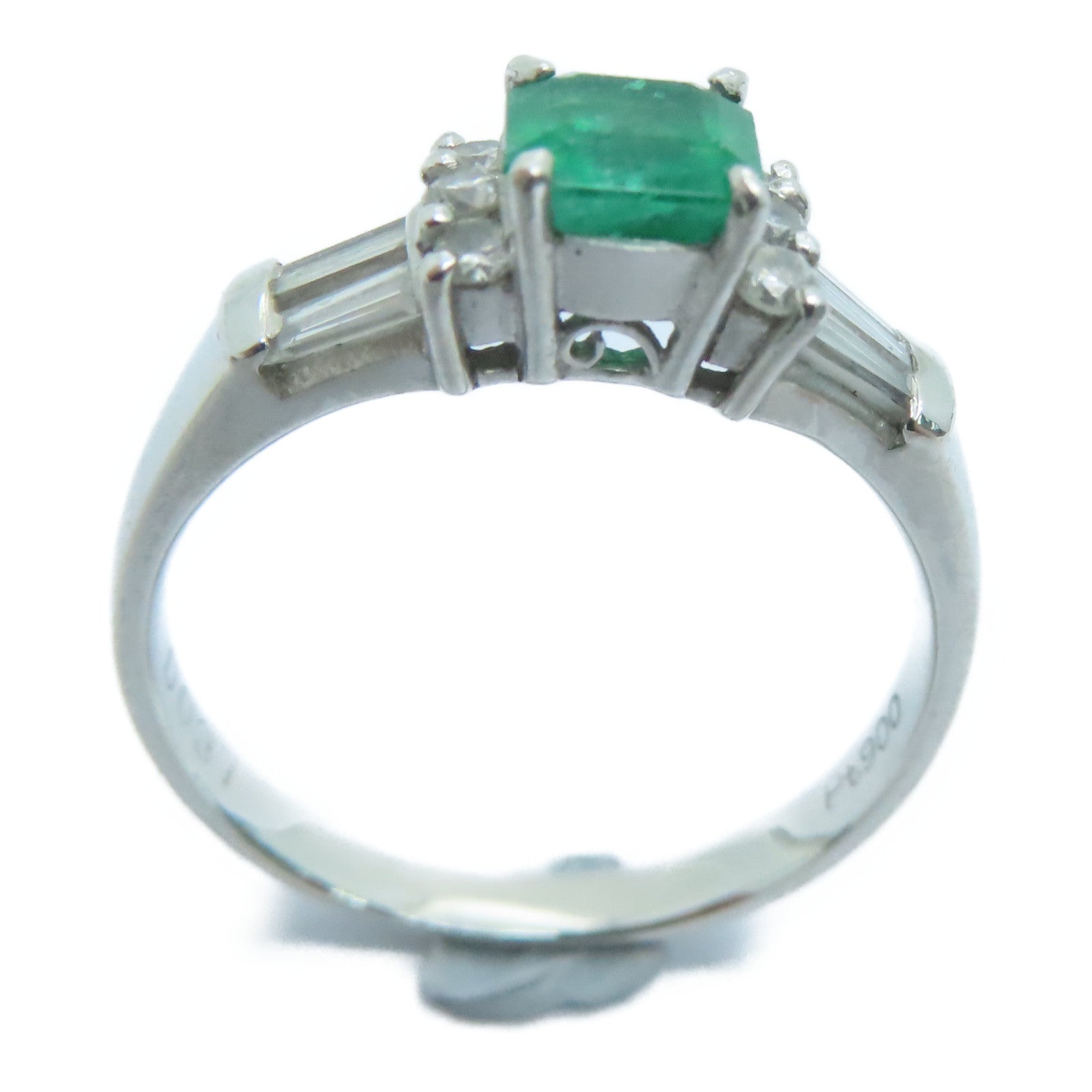 JEWELRY PT900铂金Emerald Diamond Ring0.57ct绿宝石/0.37ct钻石戒指US#6