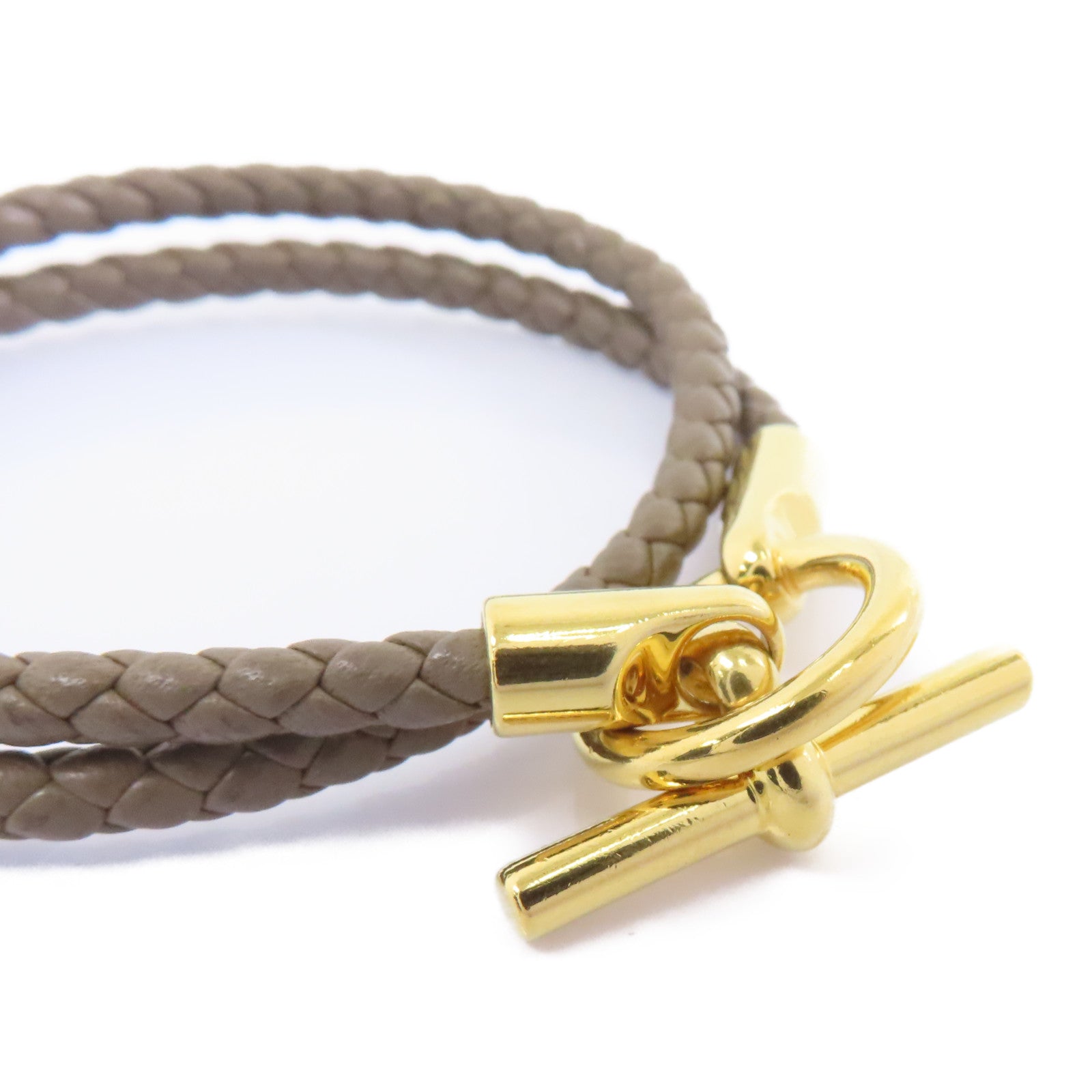 HERMES (PRICE DOWN) Roulis Bracelet Accessories Veau Swift Leather Metal Etoupe