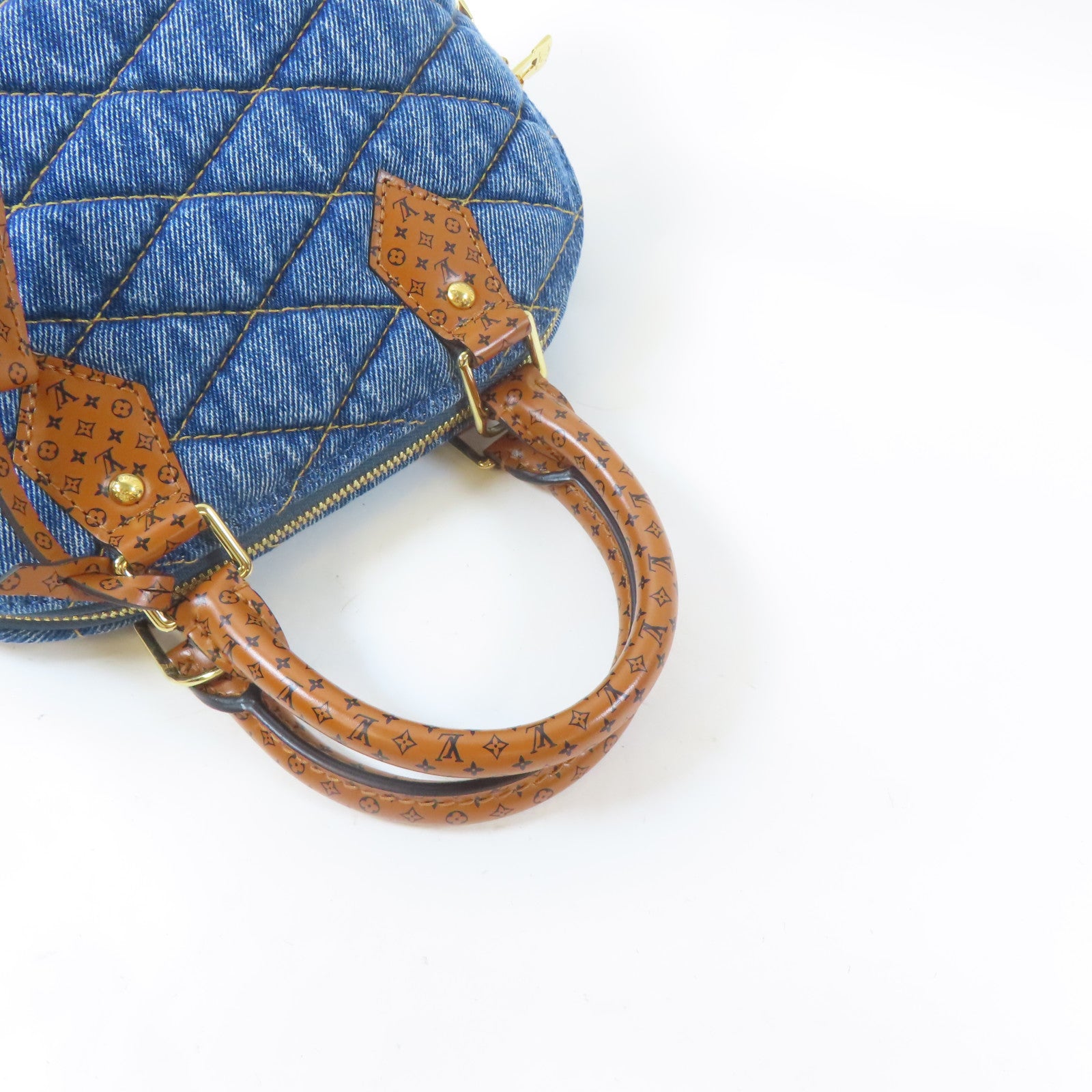LOUIS VUITTON 【激減優惠】Monogram Denim Alma BB金扣手挽肩背兩用袋藍色/啡色