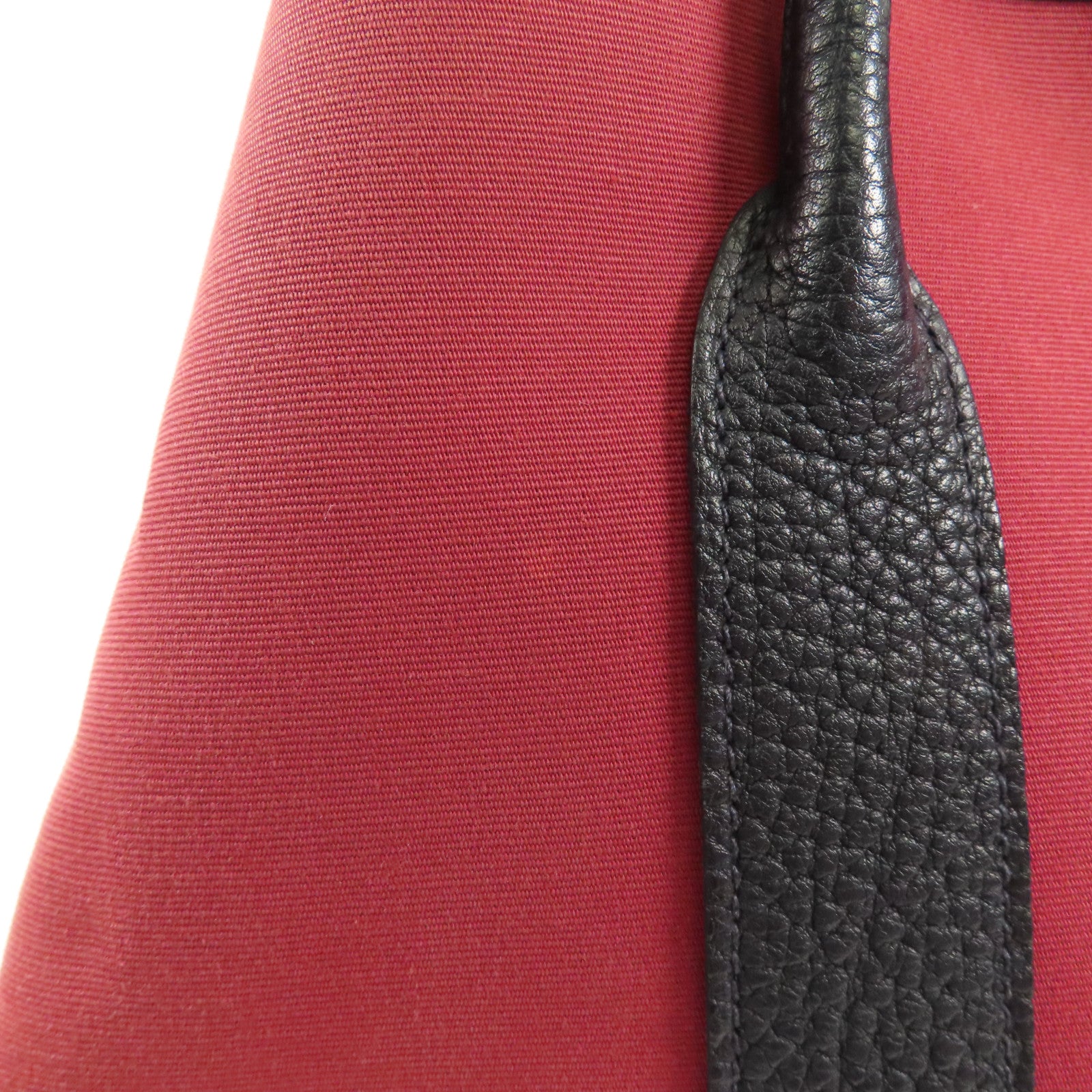 HERMES PHW Garden Party PM Tote Bag Canvas Red/Black