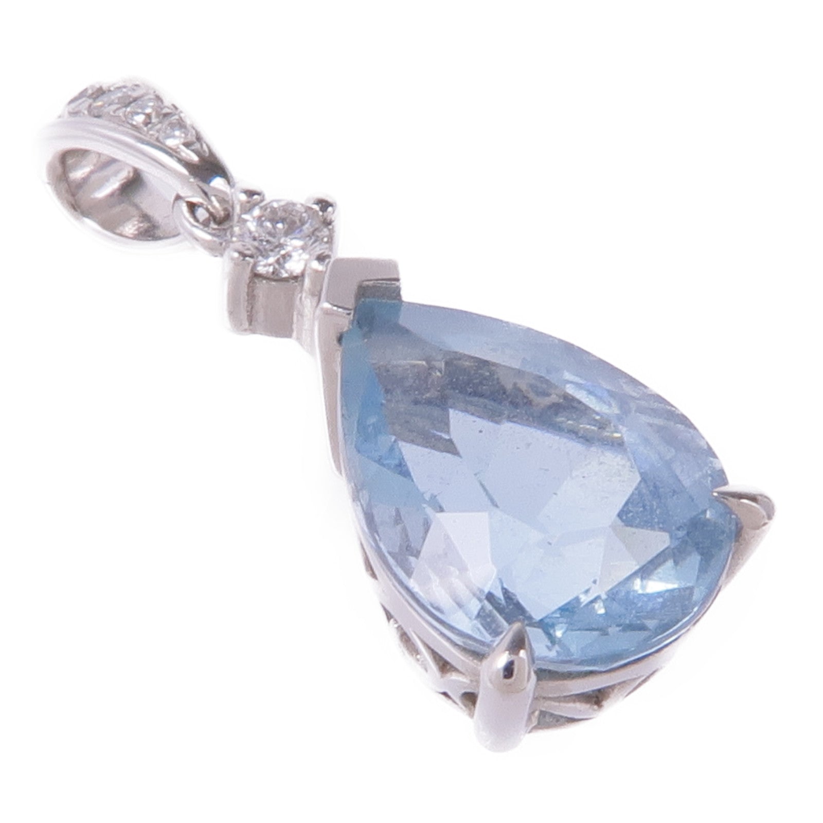 JEWELRY 18K白金Aquamarine/Diamond Pendant Top藍晶/鑽石吊墜