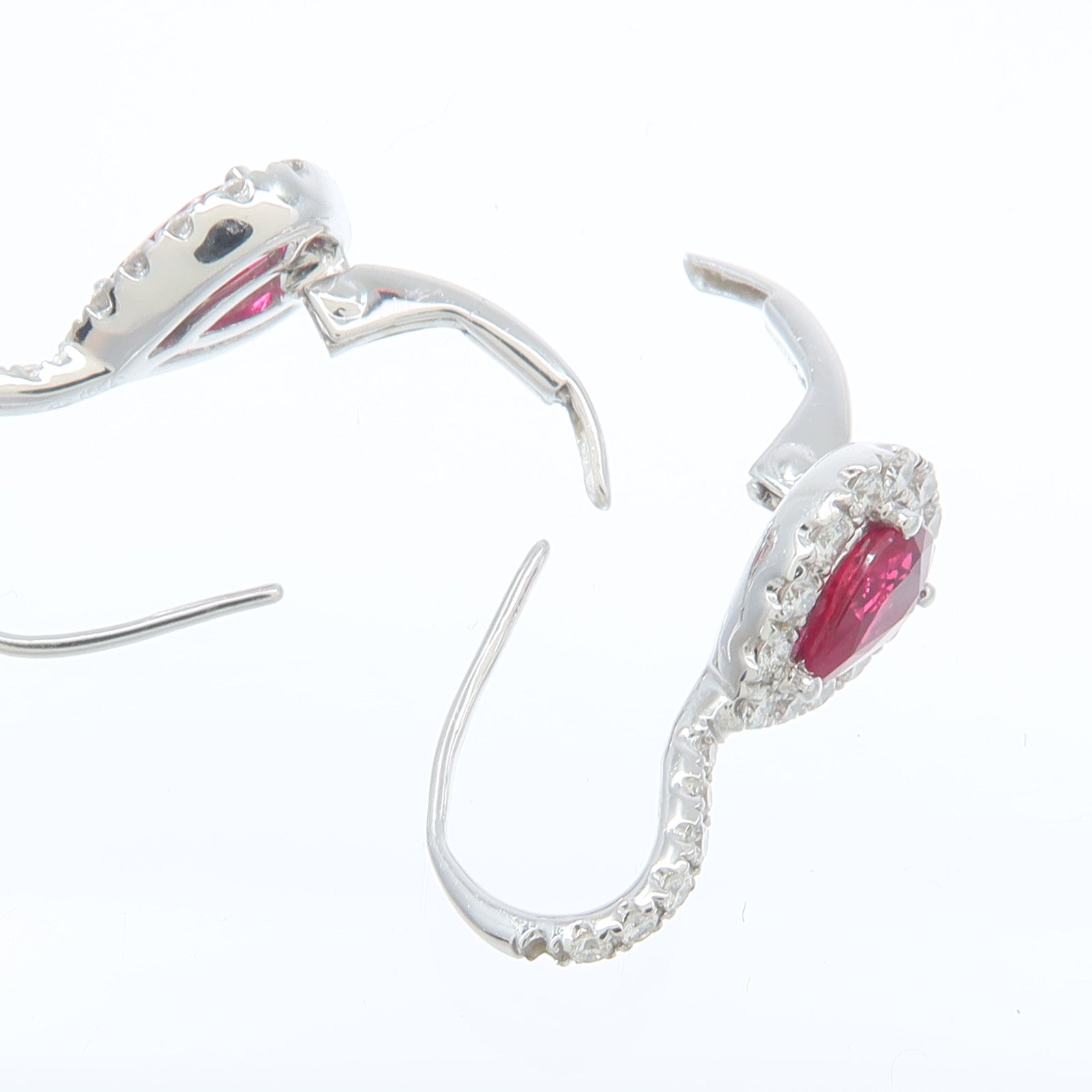 JEWELRY 18K白金Ruby Diamond Earrings紅寶石/鑽石耳環