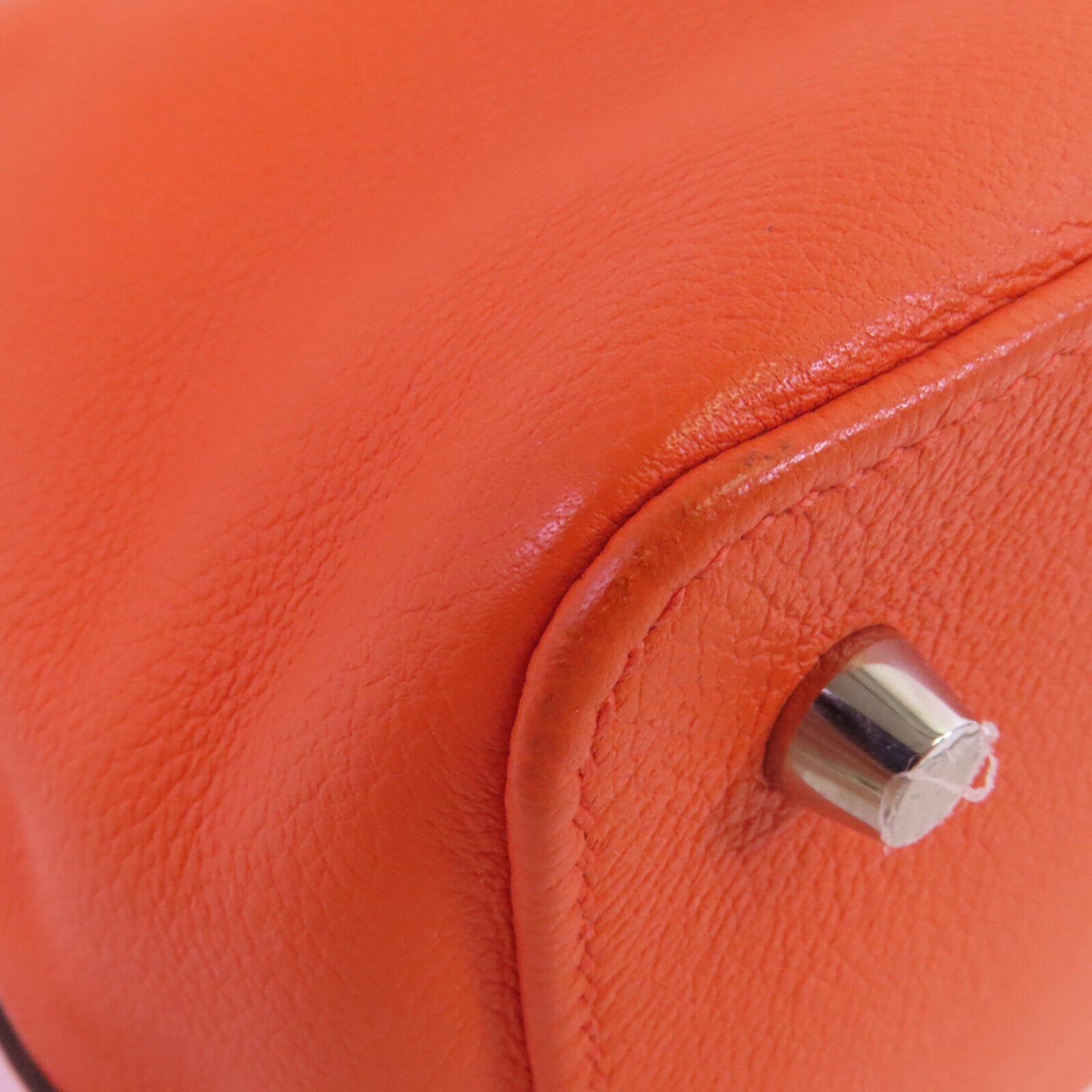HERMES Everⅽolor皮革Tool Box 20銀扣手挽肩背兩用袋Orange Poppy