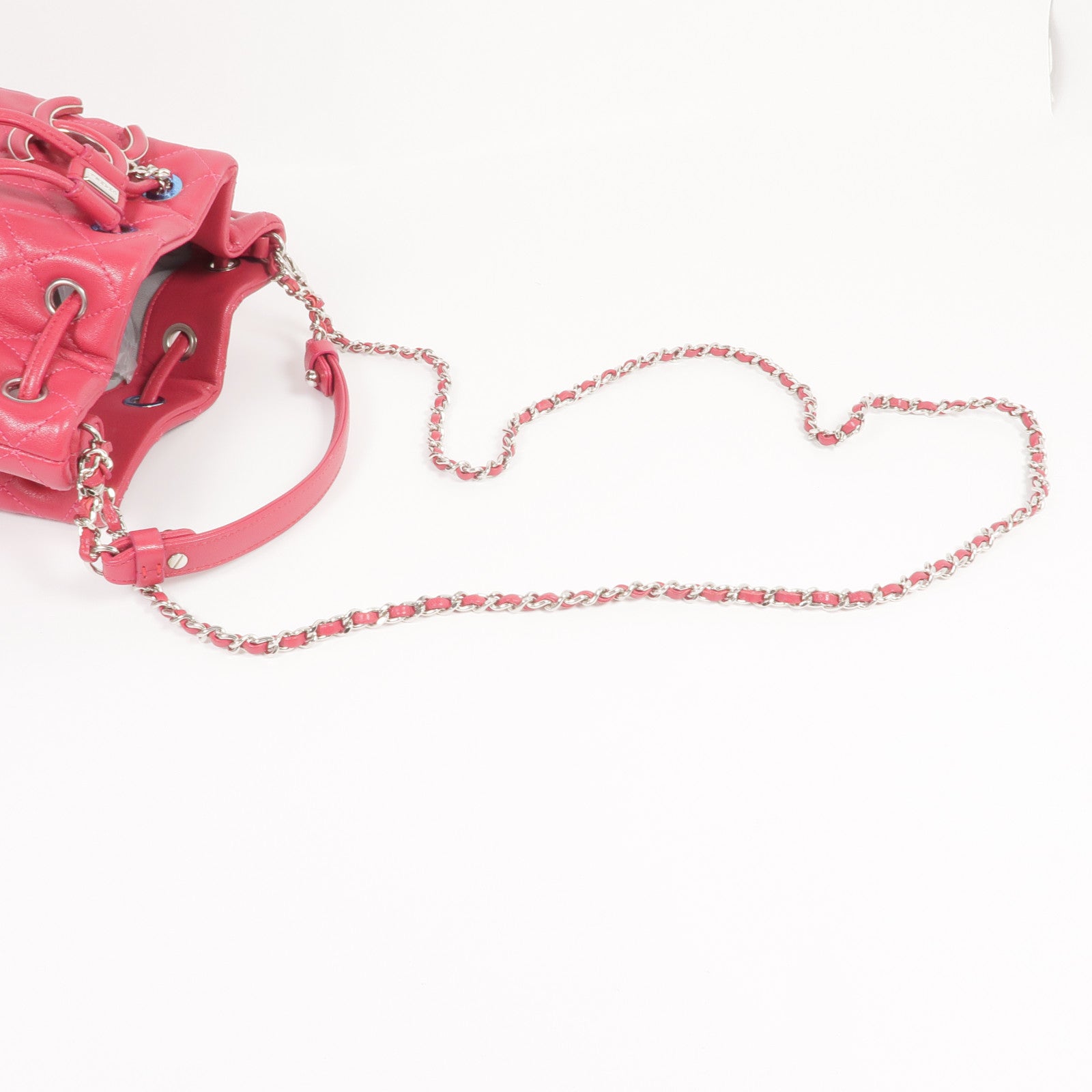 CHANEL 牛皮皮革Bucket Bag銀扣手挽肩背兩用袋