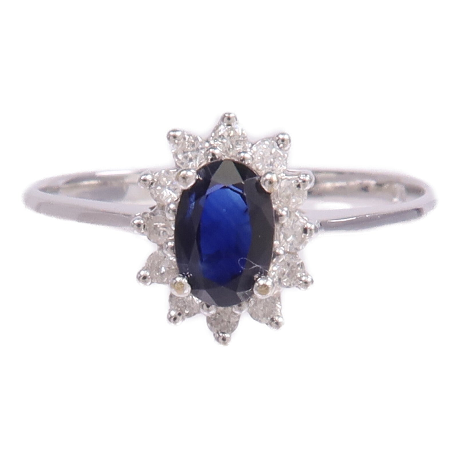 JEWELRY 【激減優惠】18K白金Sapphire Diamond Ring藍寶石/鑽石戒指US#8.25