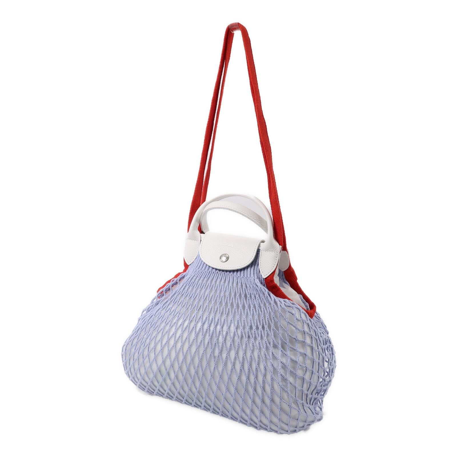 Longchamp 棉質/皮革Le Pliagr Mesh Bag L手挽肩背兩用袋
