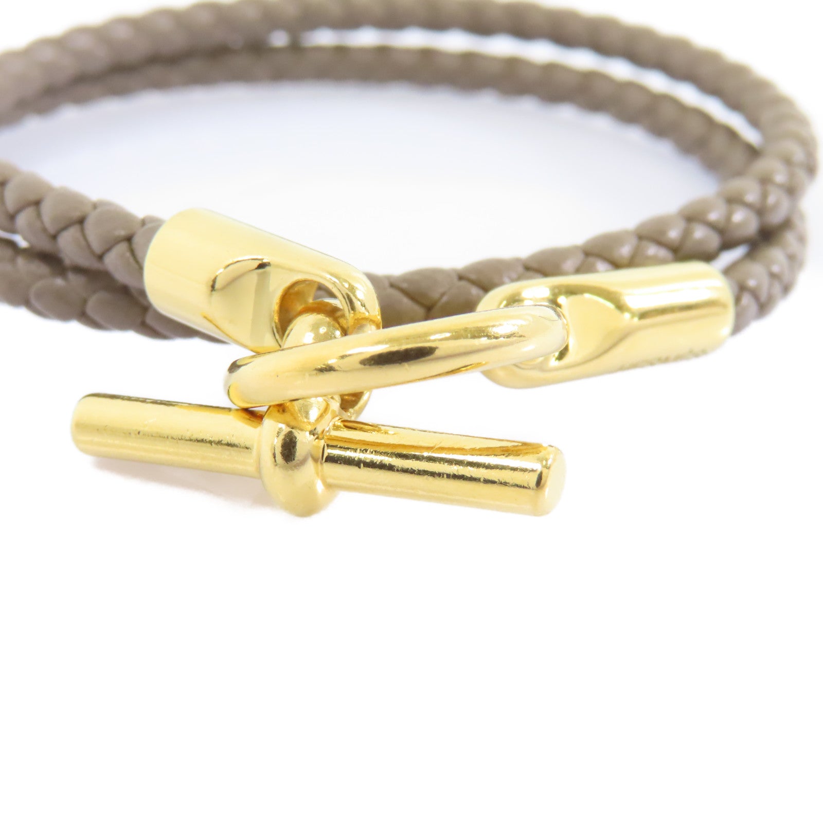 HERMES (PRICE DOWN) Roulis Bracelet Accessories Veau Swift Leather Metal Etoupe