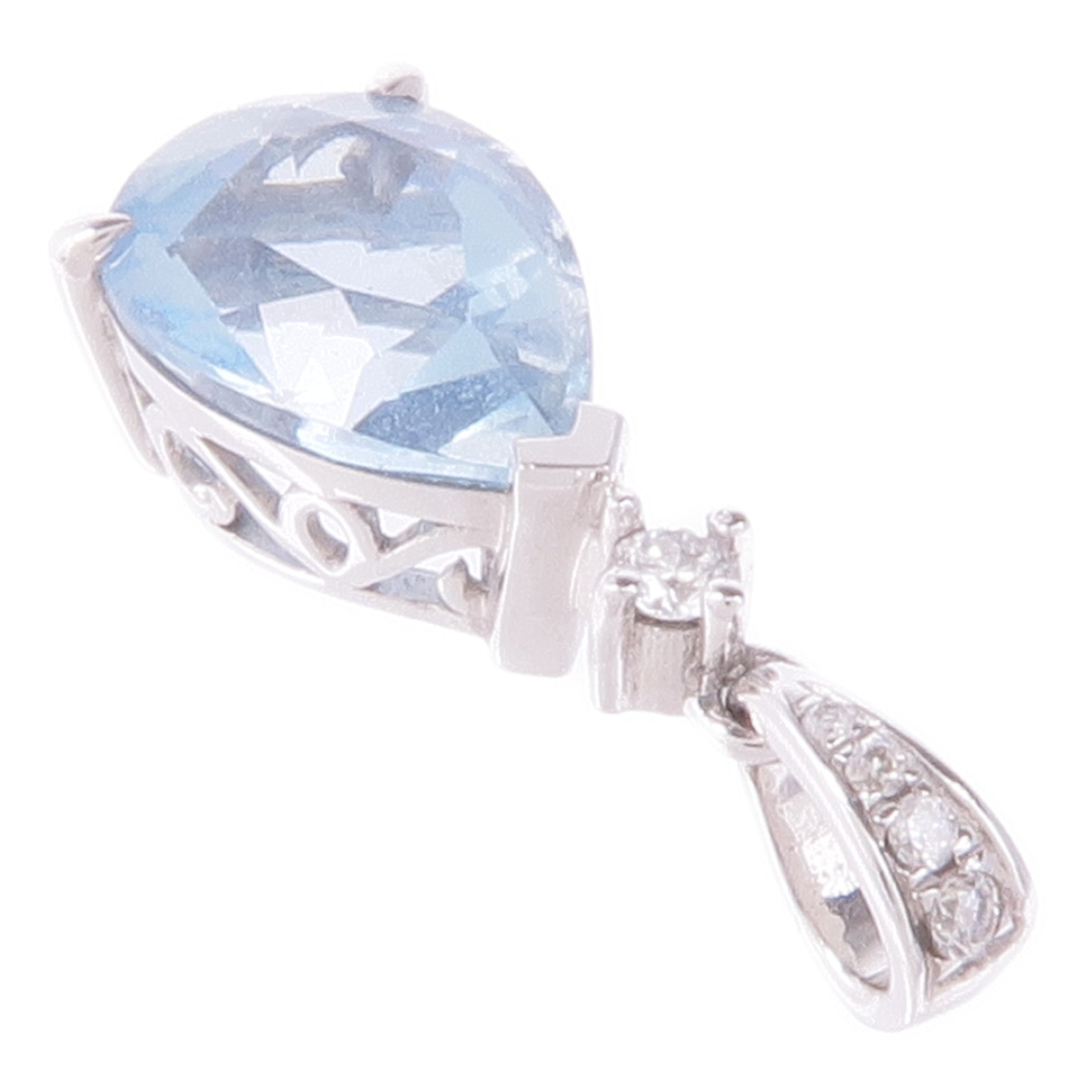 JEWELRY 18K白金Aquamarine/Diamond Pendant Top藍晶/鑽石吊墜