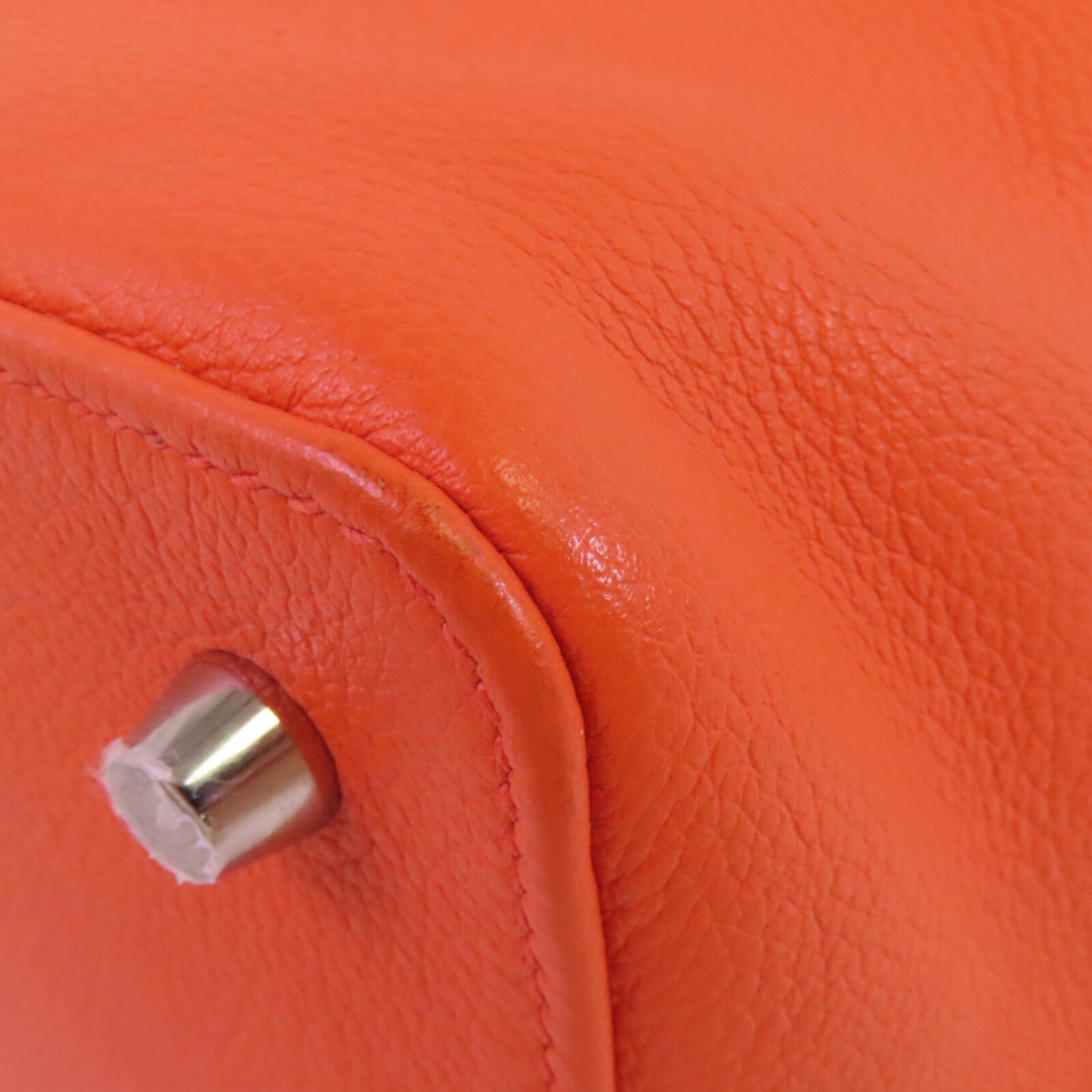 HERMES Everⅽolor皮革Tool Box 20銀扣手挽肩背兩用袋Orange Poppy