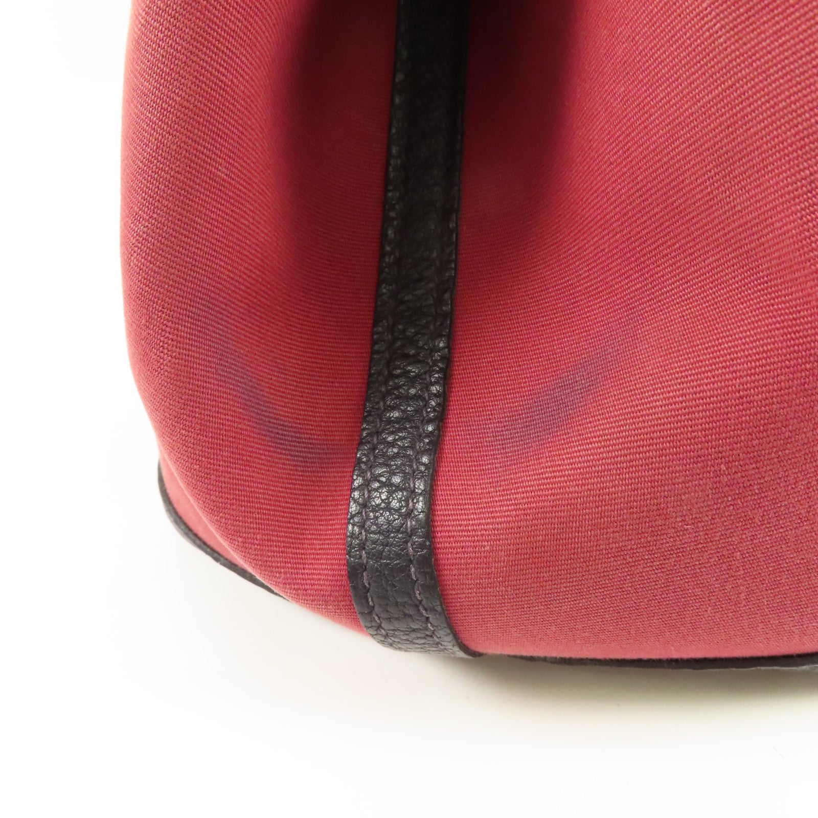 HERMES PHW Garden Party PM Tote Bag Canvas Red/Black