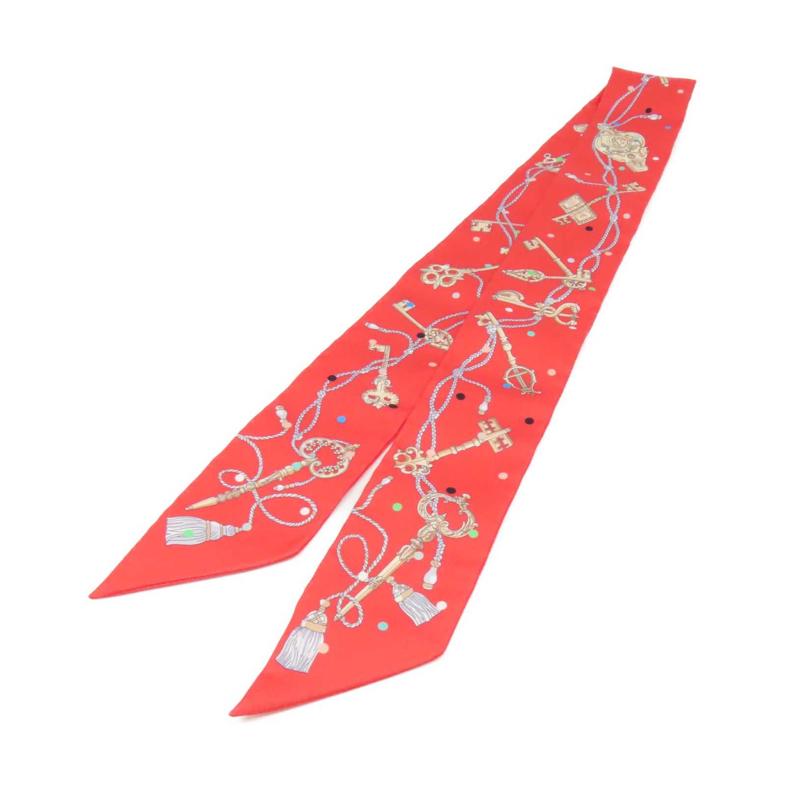 HERMES 【激減優惠】絲質Twilly Scarf絲巾玫瑰橙色/彩色