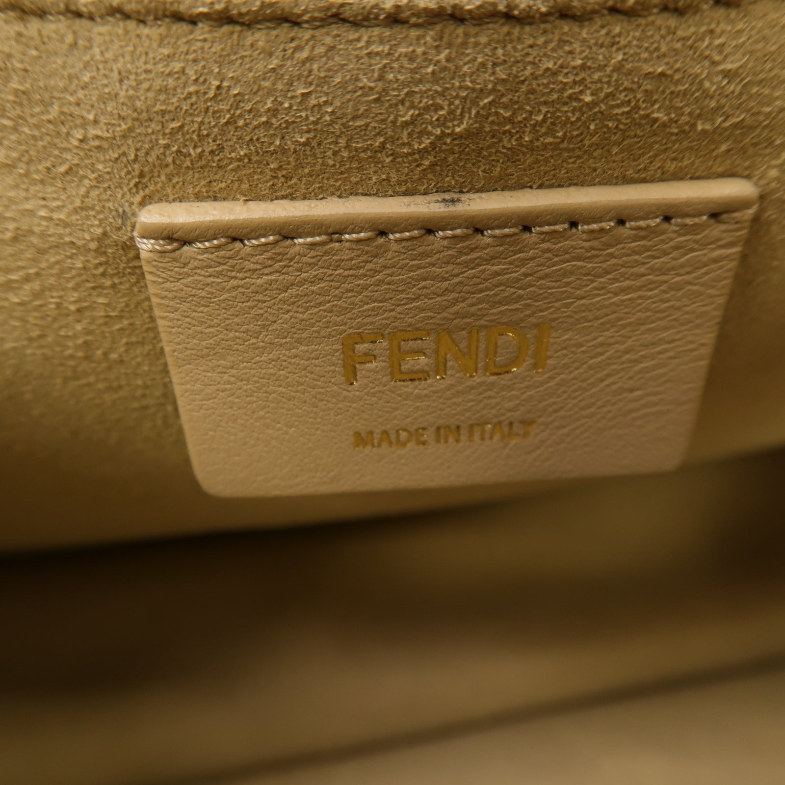 FENDI 【激減優惠】牛皮皮革Kan I金扣手挽肩背兩用袋米色