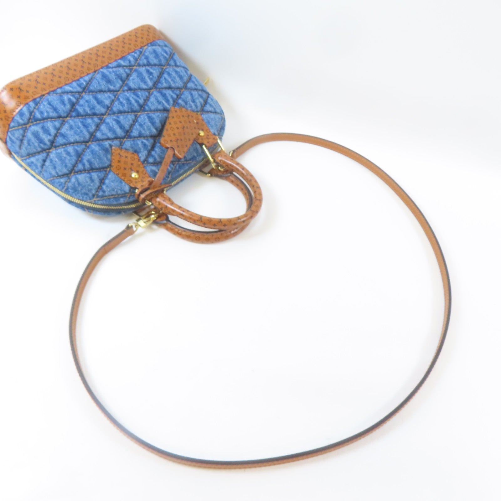 LOUIS VUITTON 【激減優惠】Monogram Denim Alma BB金扣手挽肩背兩用袋藍色/啡色