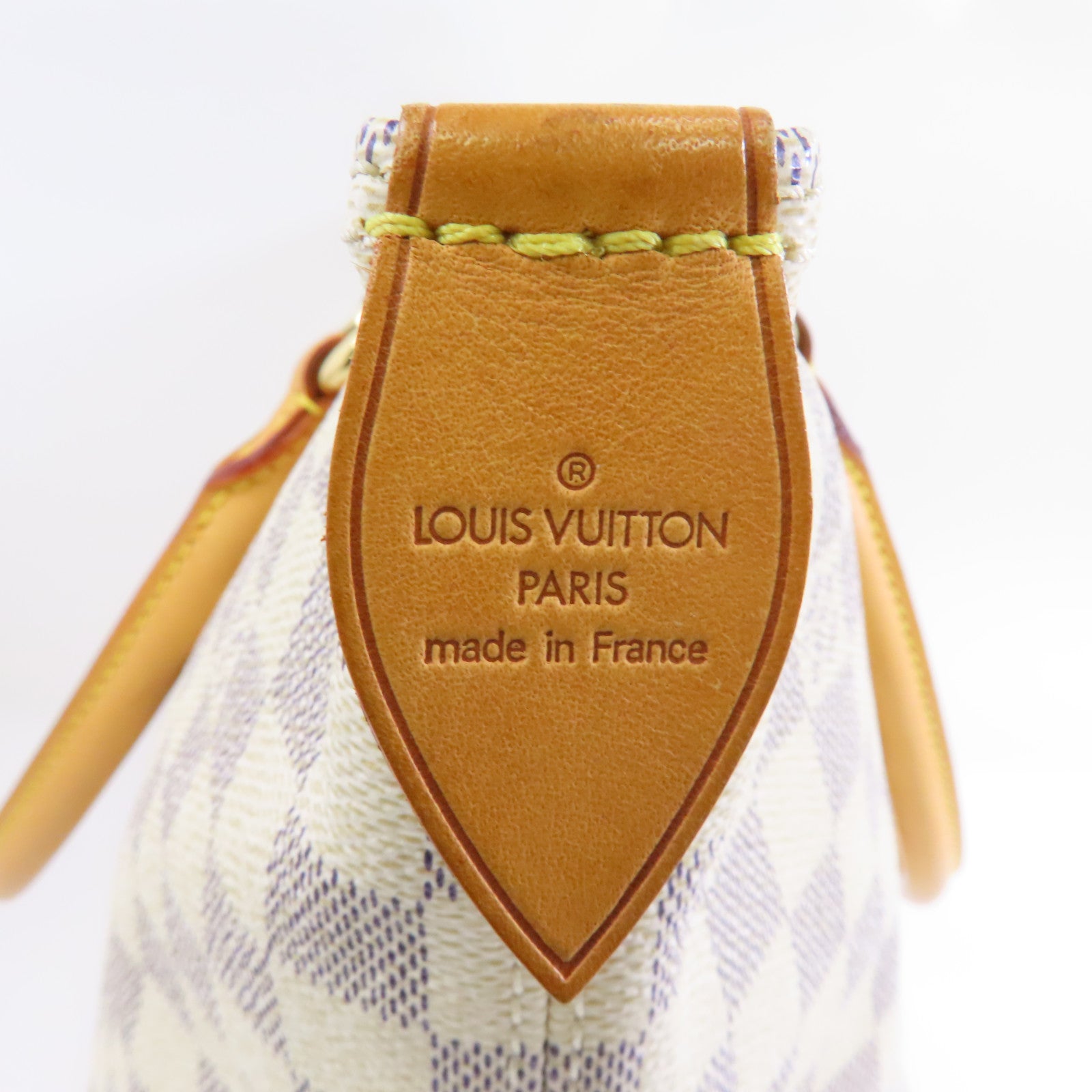 LOUIS VUITTON Damier Azur Saleya MM金扣肩背袋米色