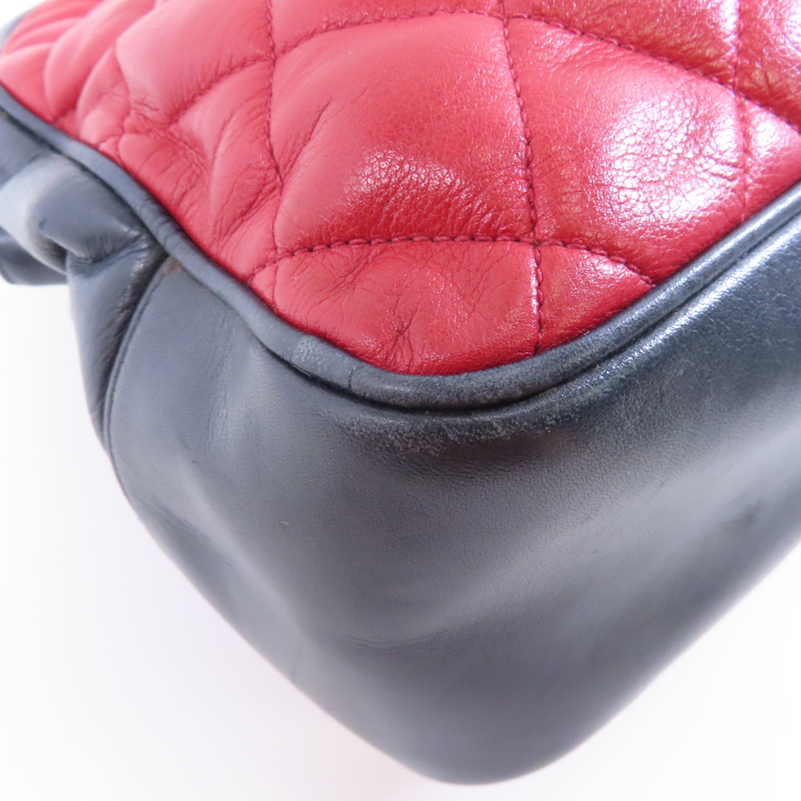 CHANEL 菱格牛皮皮革Chain Shoulder Bag金扣鏈帶肩背袋紅色/藍色