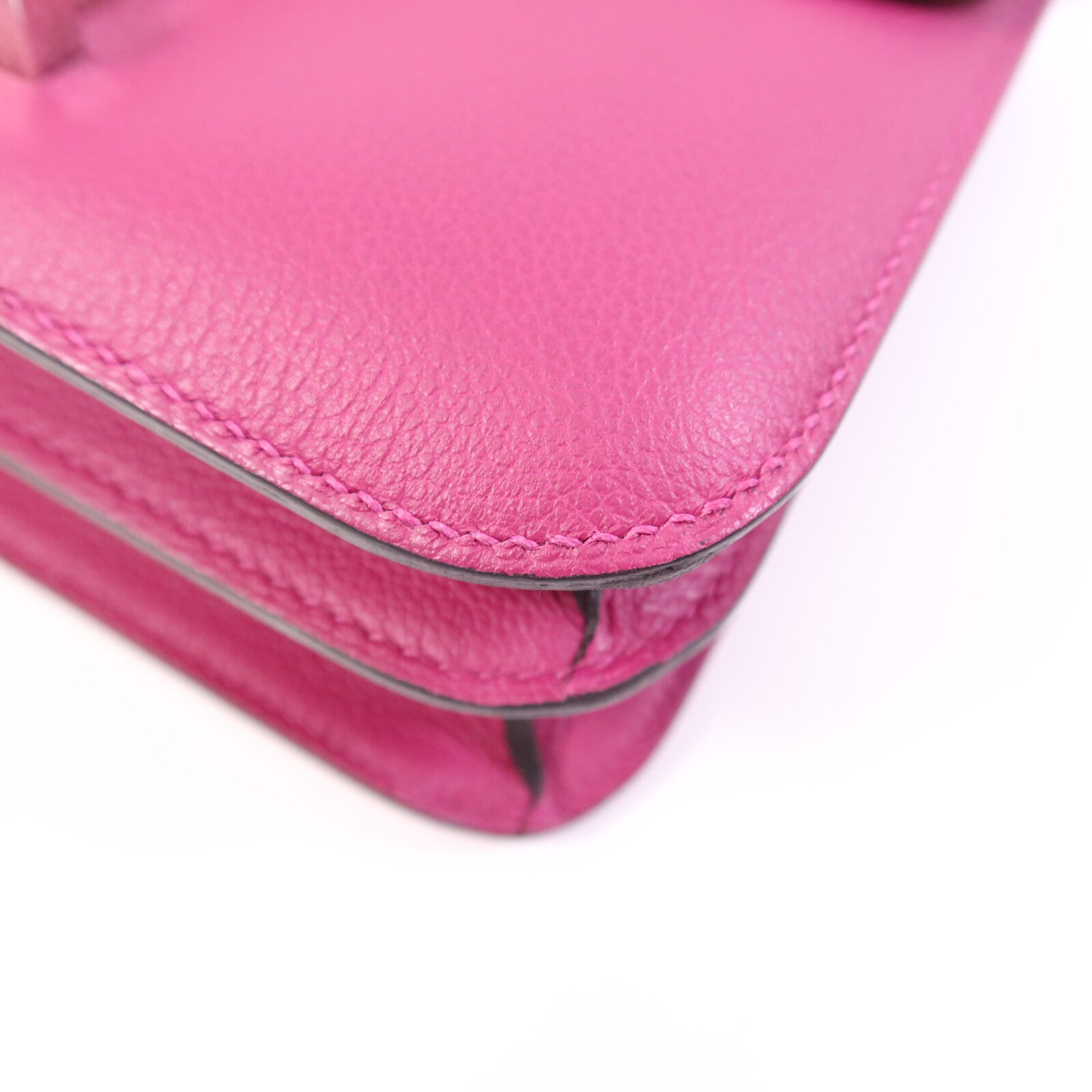 HERMES Evercolor皮革Constance 24銀扣肩背袋Rose Purple