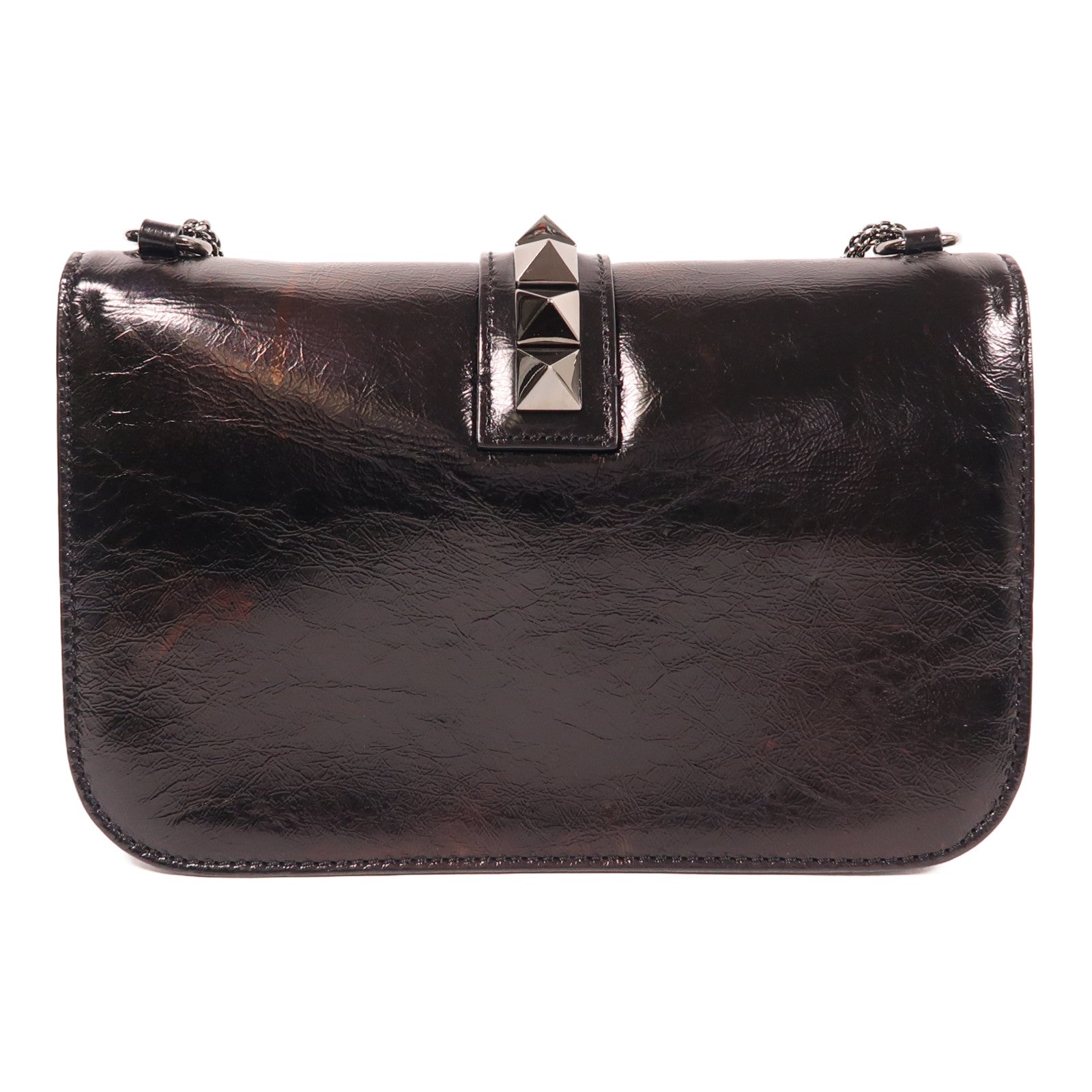 Valentino 皮革Chain Shoulder鏈帶肩背袋