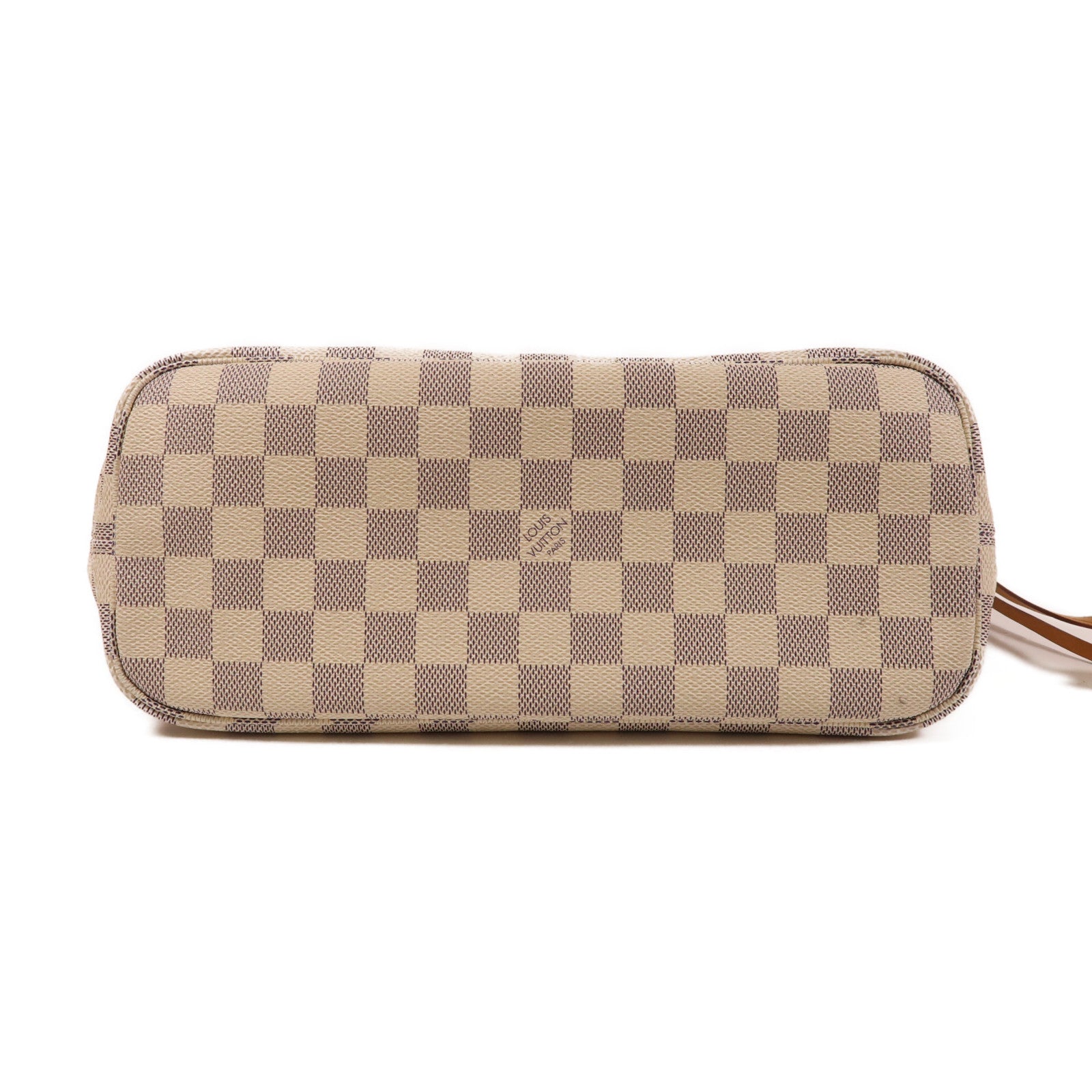 LOUIS VUITTON Damier NeverFull PM金扣手挽袋白色