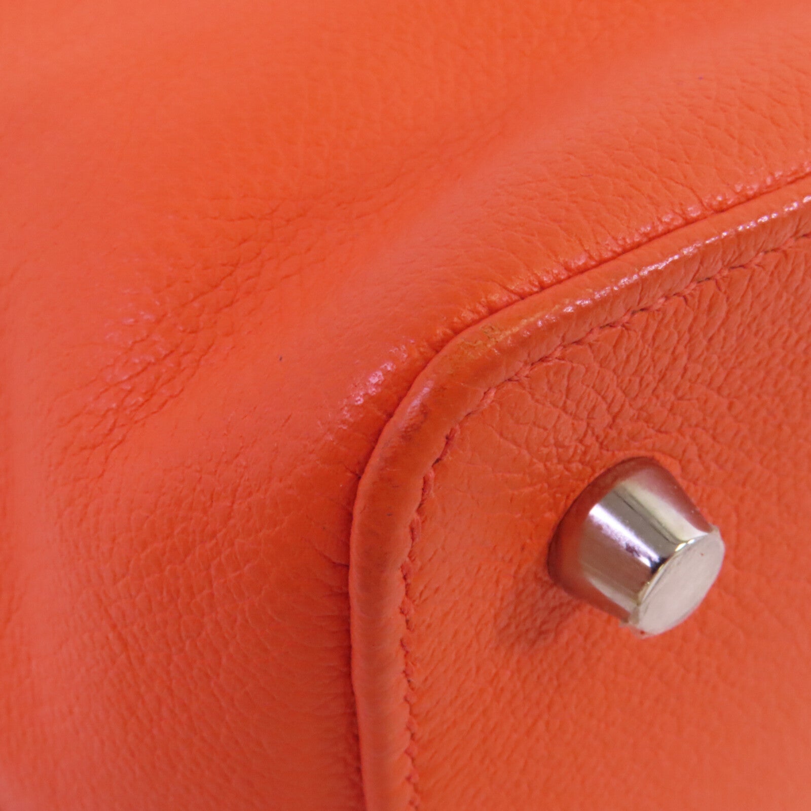 HERMES Everⅽolor皮革Tool Box 20銀扣手挽肩背兩用袋Orange Poppy