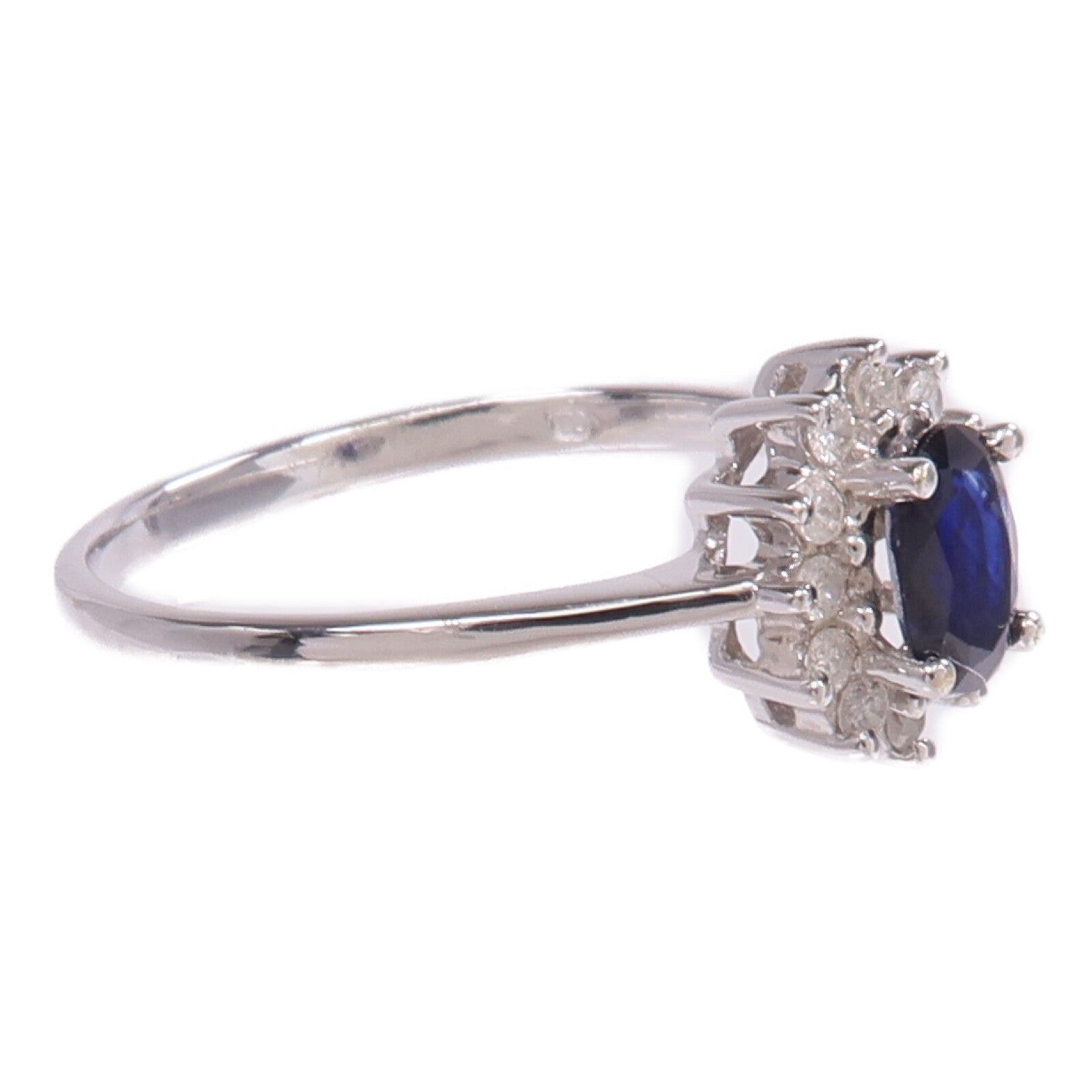 JEWELRY 【激減優惠】18K白金Sapphire Diamond Ring藍寶石/鑽石戒指US#8.25