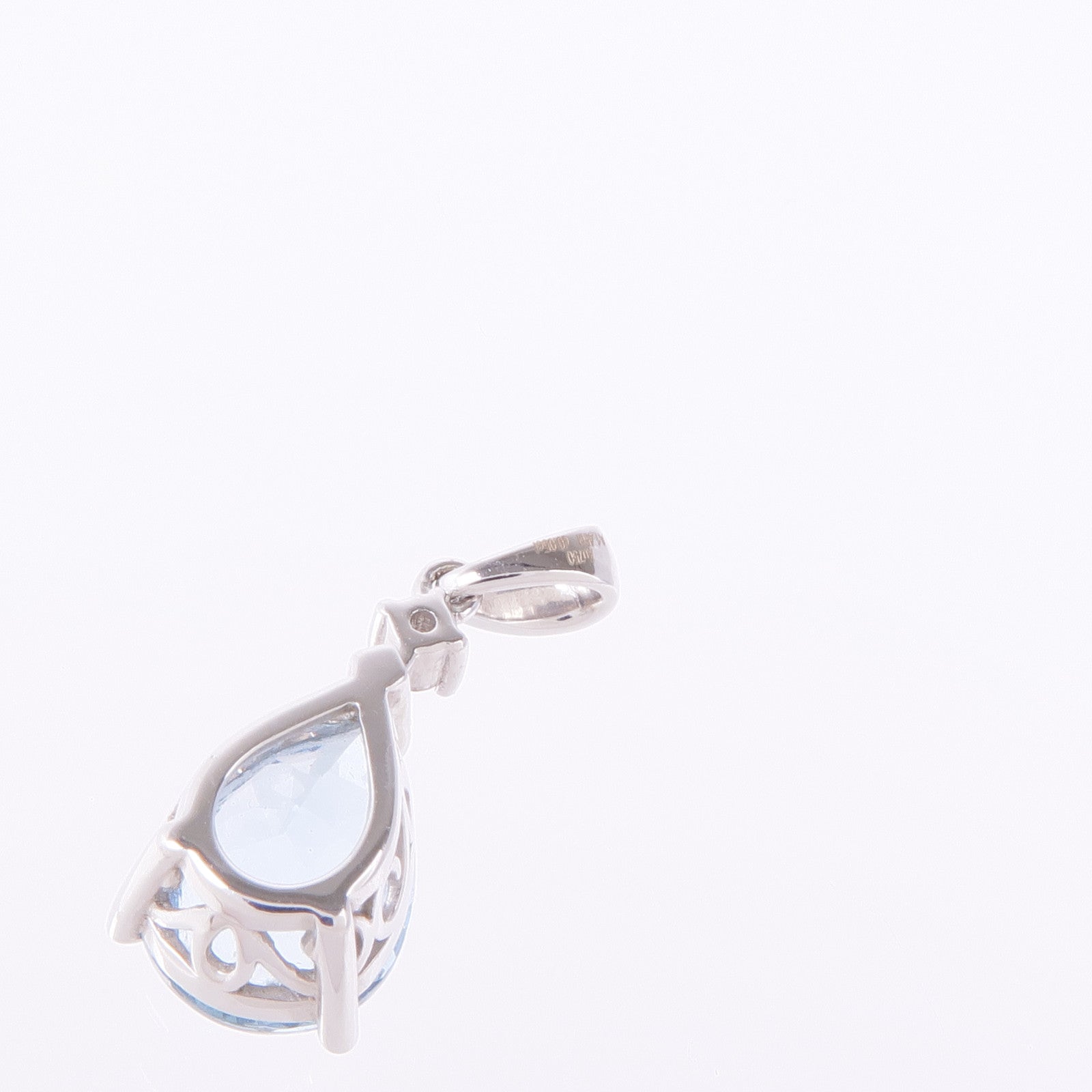 JEWELRY 18K白金Aquamarine/Diamond Pendant Top藍晶/鑽石吊墜
