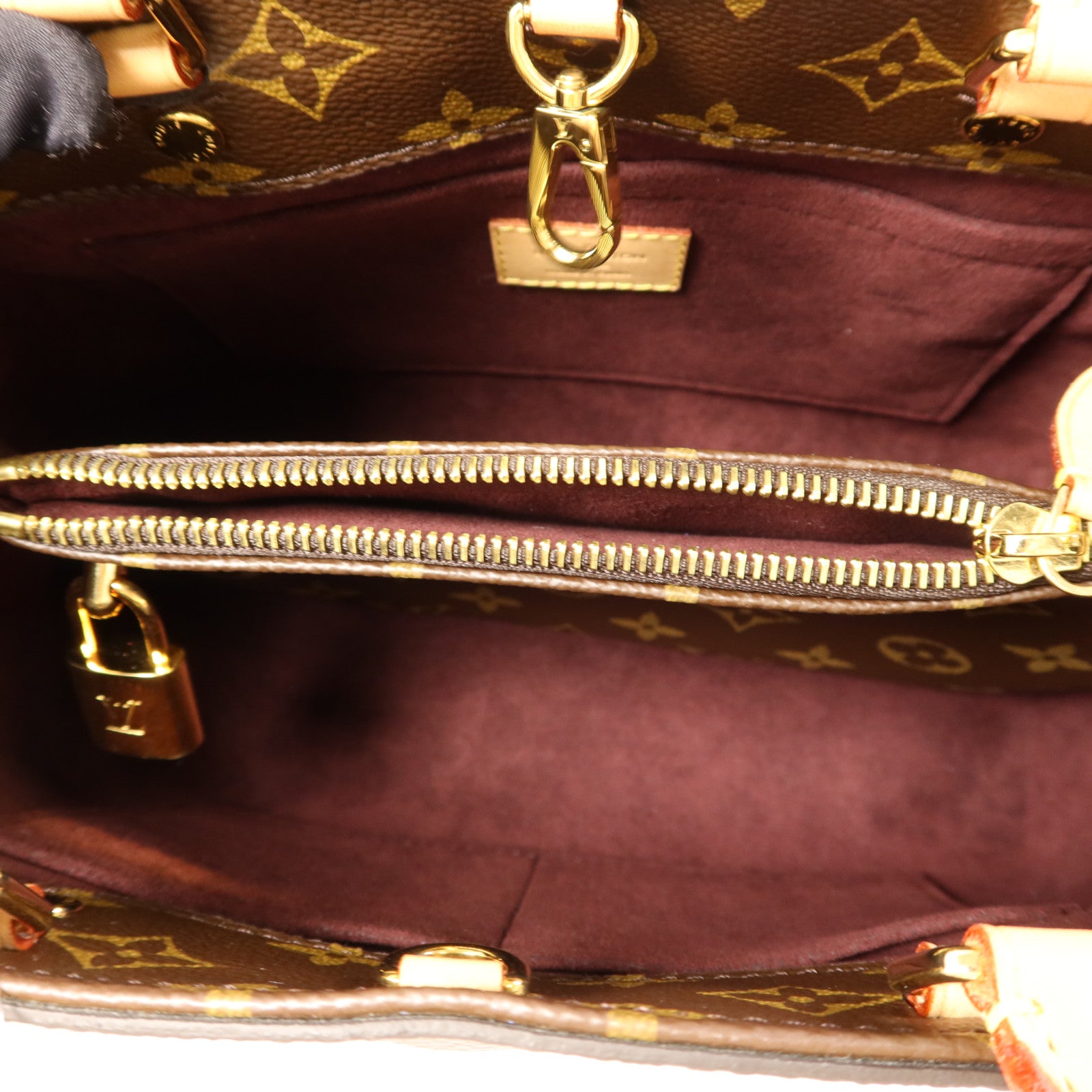 LOUIS VUITTON Monogram Montaigne BB金扣手挽肩背兩用袋棕色