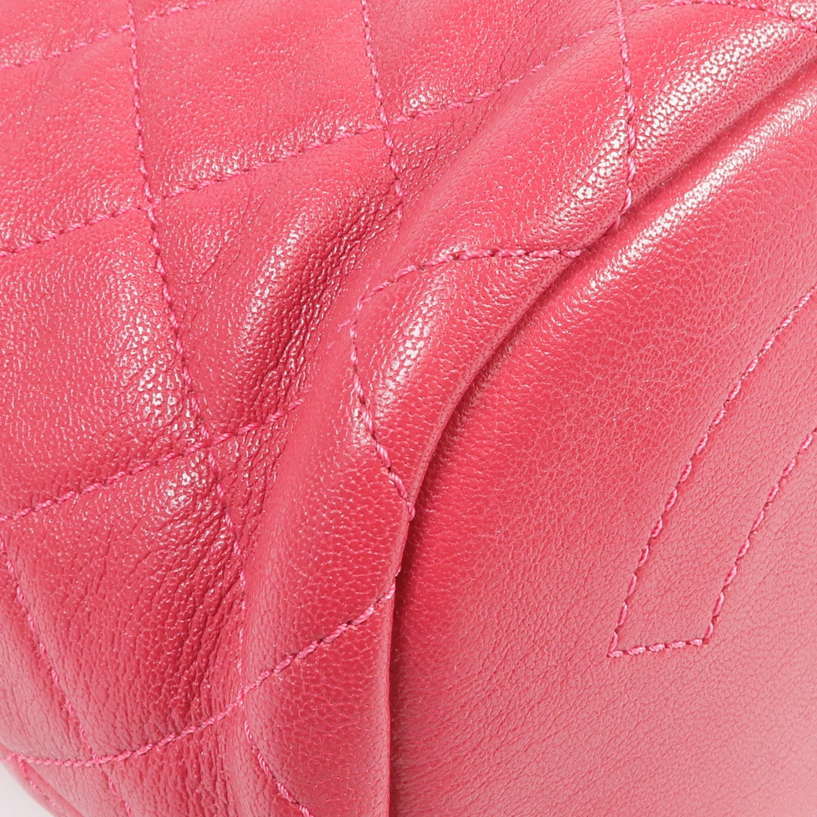 CHANEL 牛皮皮革Bucket Bag銀扣手挽肩背兩用袋