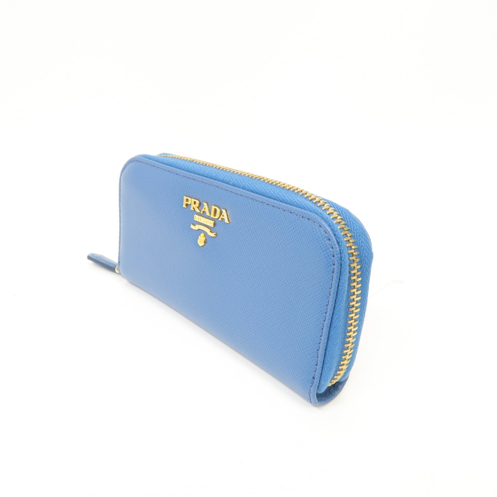 PRADA 牛皮皮革Key Case金扣鎖匙包藍色