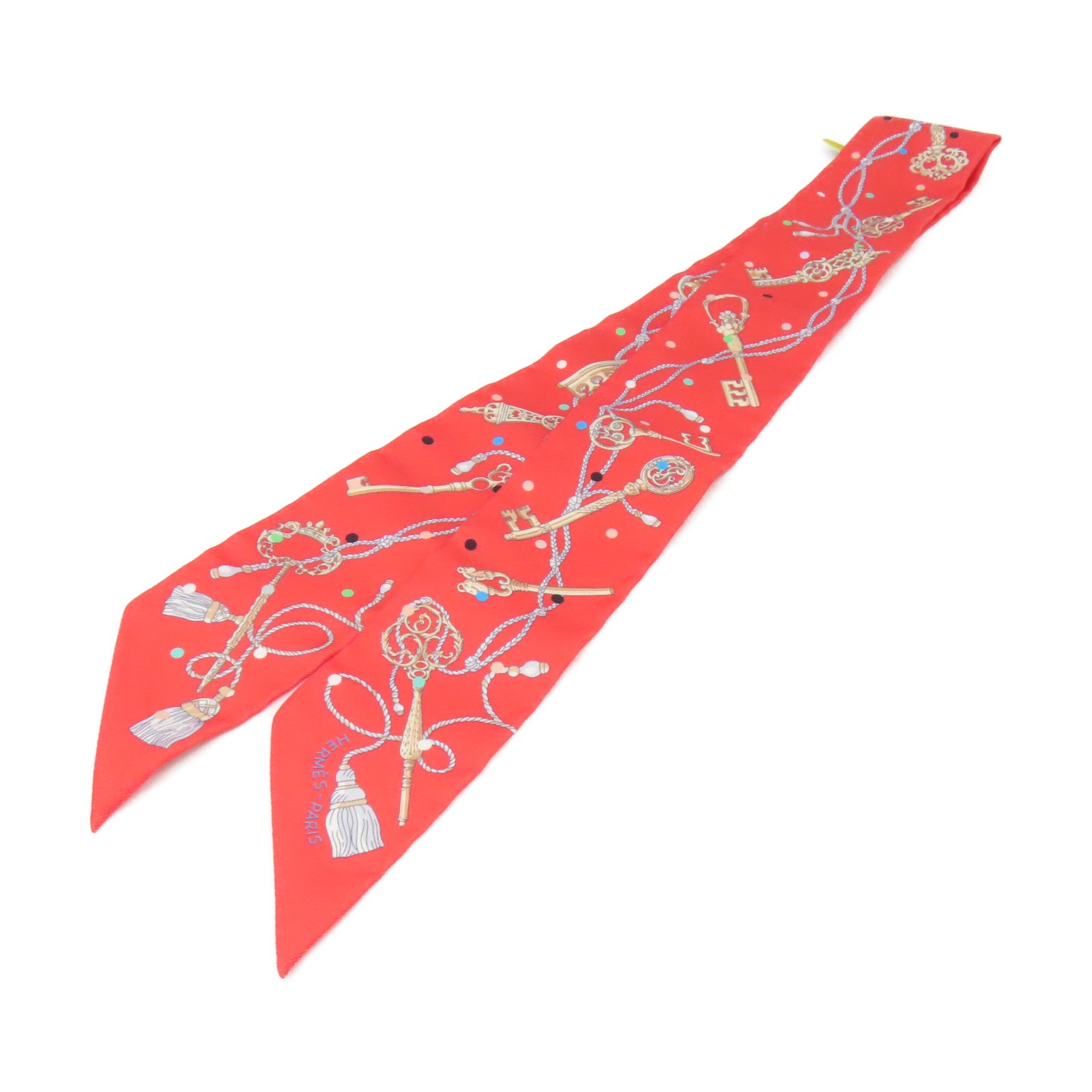 HERMES 【激減優惠】絲質Twilly Scarf絲巾玫瑰橙色/彩色