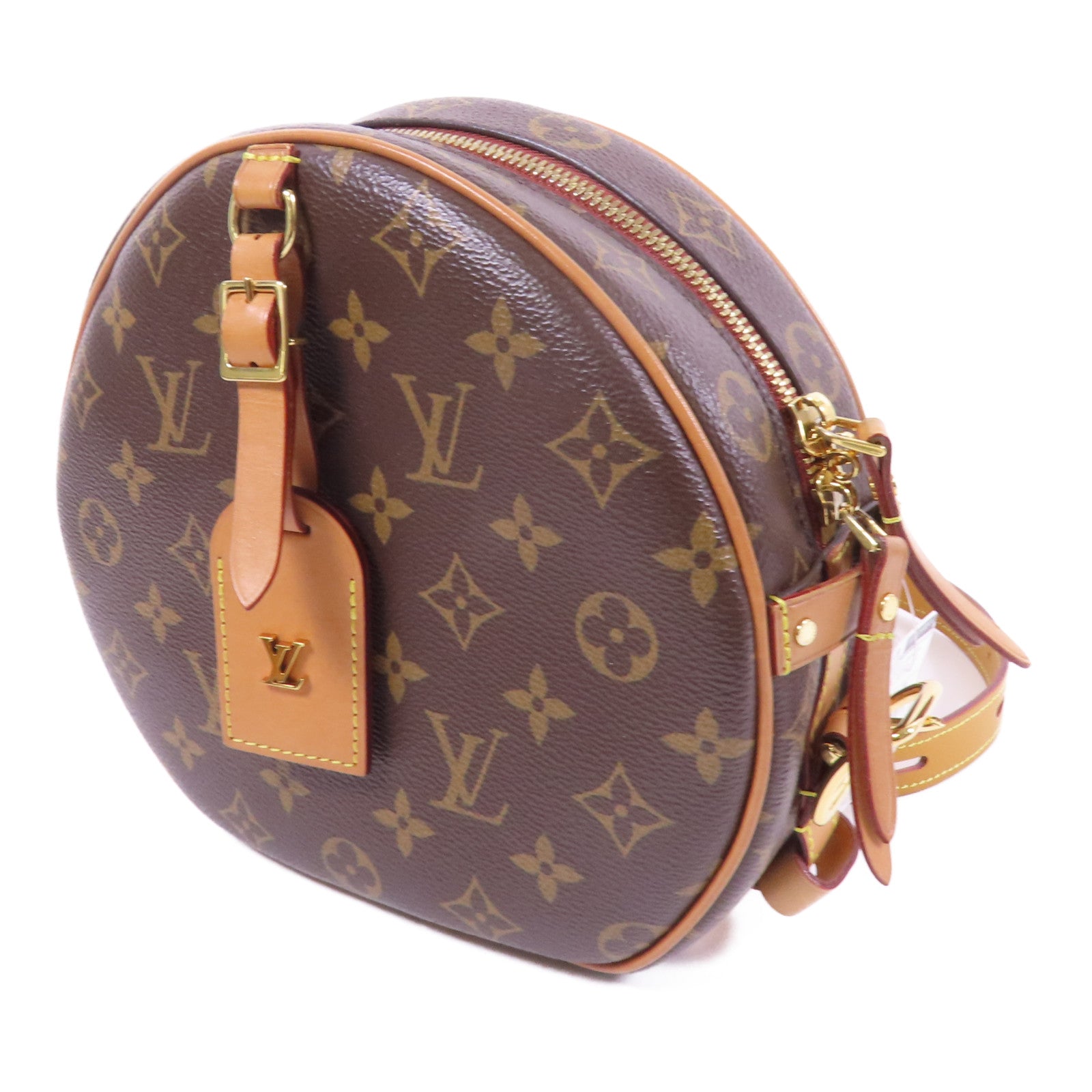 LOUIS VUITTON Monogram Boite Chapeau Souple金扣肩背袋棕色
