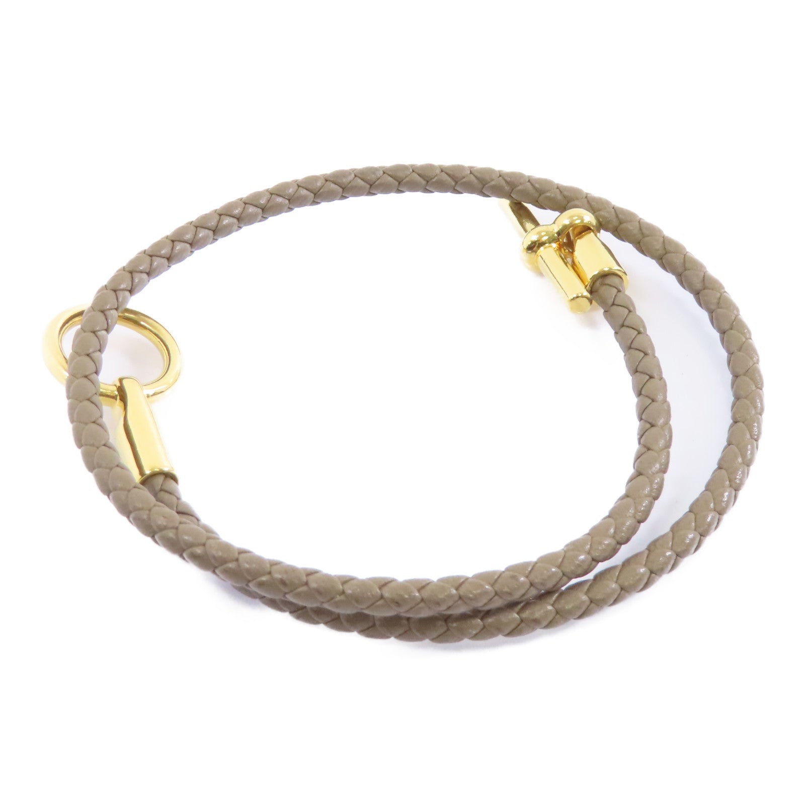 HERMES (PRICE DOWN) Roulis Bracelet Accessories Veau Swift Leather Metal Etoupe