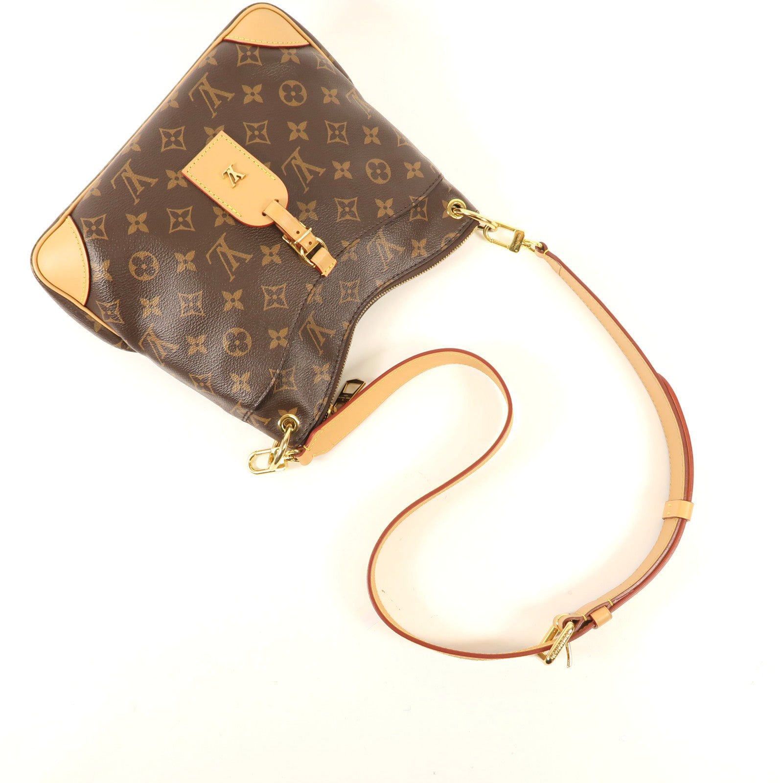 LOUIS VUITTON Monogram Macassar Odeon PM金扣手挽袋