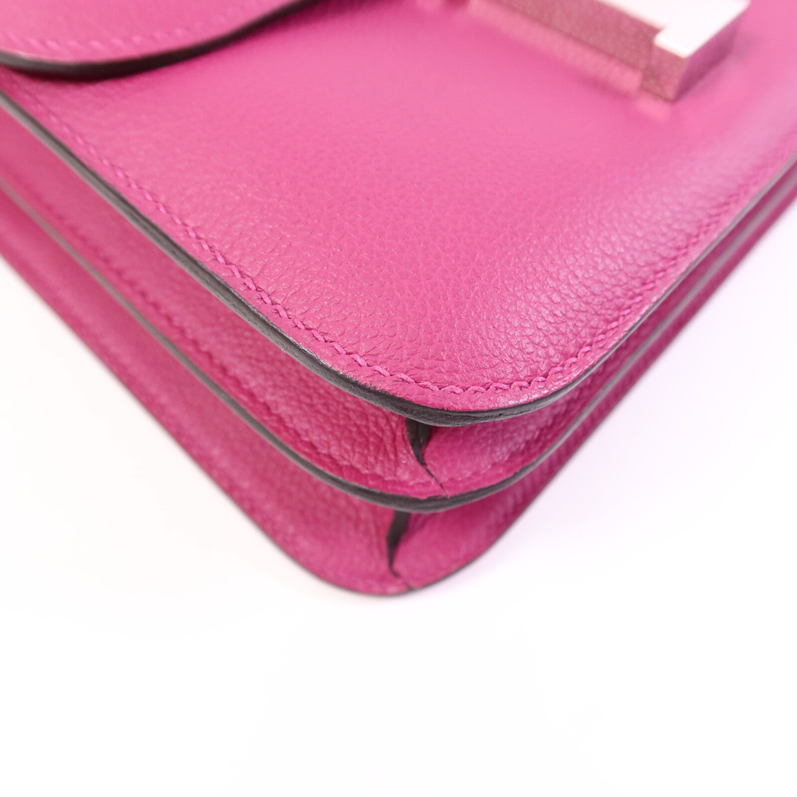 HERMES Evercolor皮革Constance 24銀扣肩背袋Rose Purple