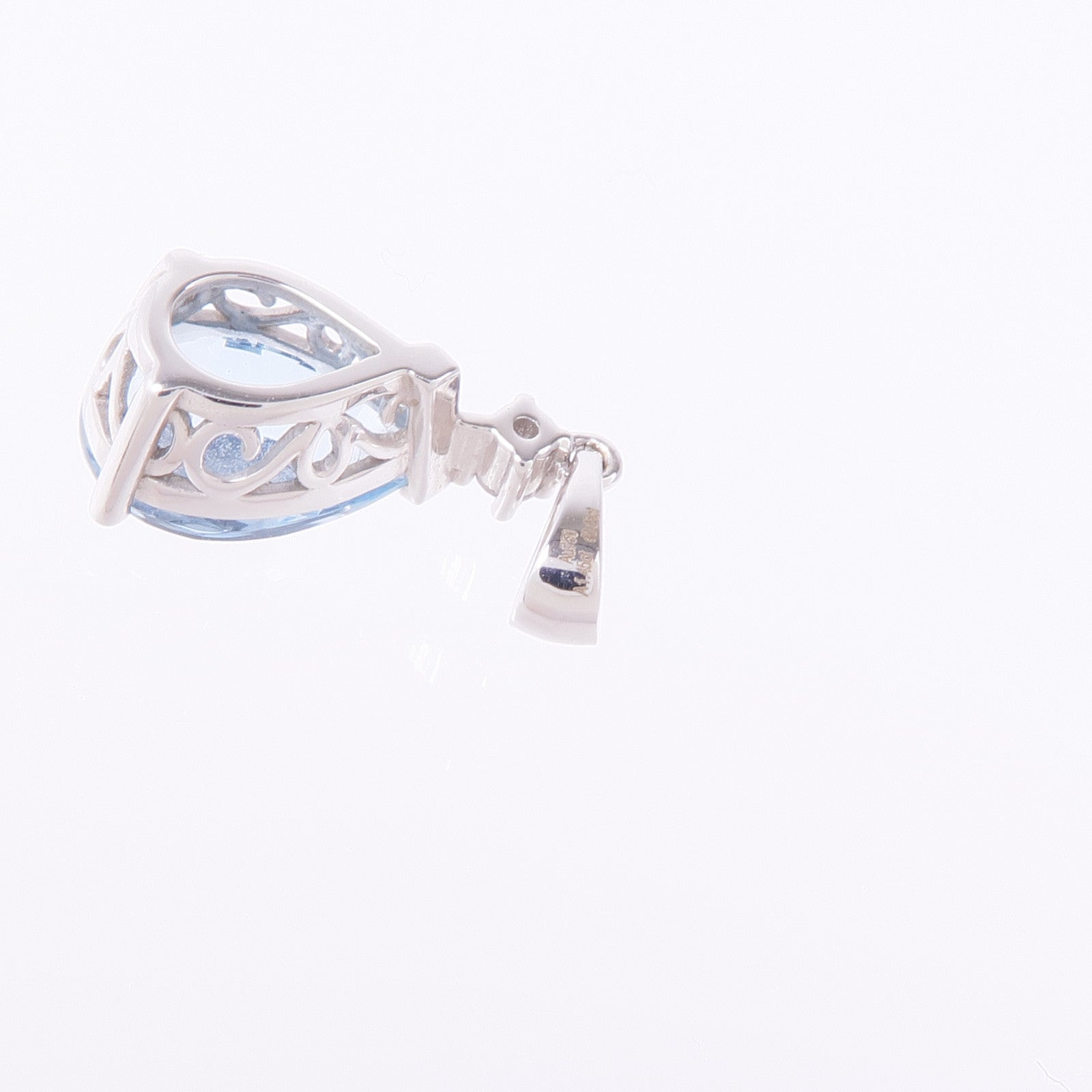 JEWELRY 18K白金Aquamarine/Diamond Pendant Top藍晶/鑽石吊墜