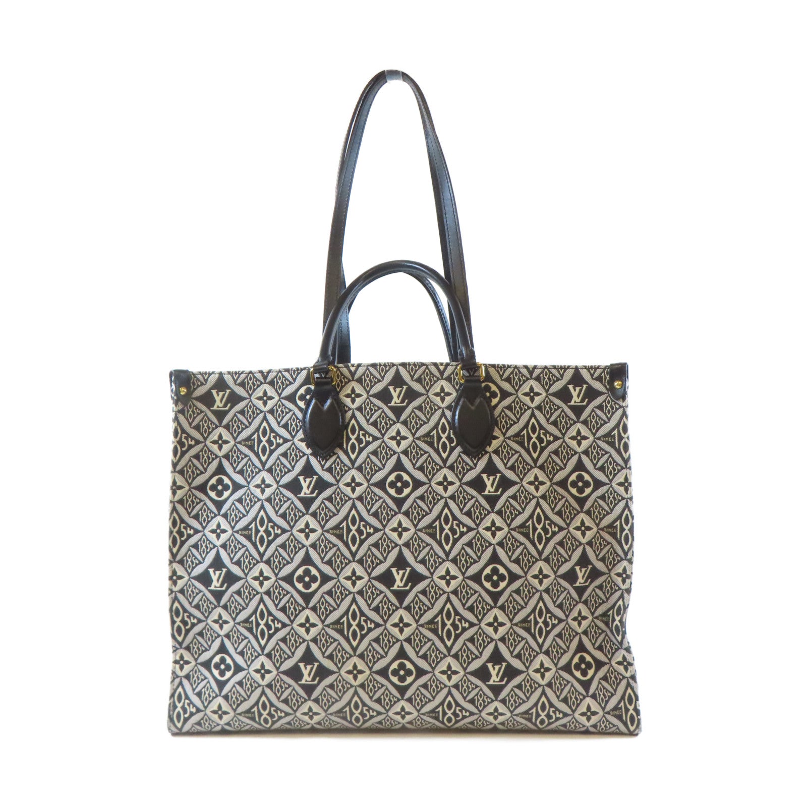 LOUIS VUITTON Monogram Jacquard Since 1854 On The Go金扣手挽肩背兩用袋黑色/白色