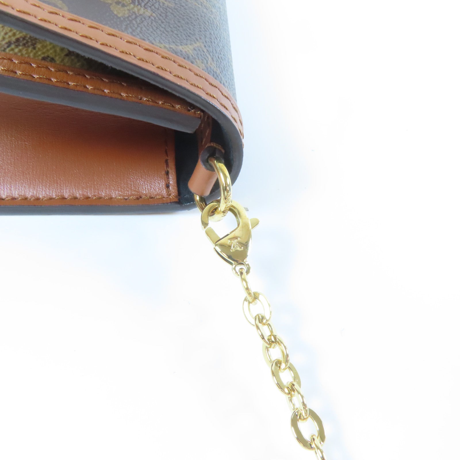 LOUIS VUITTON 【激減優惠】Monogram Dauphine Chain Wallet金扣鏈帶肩背袋啡色
