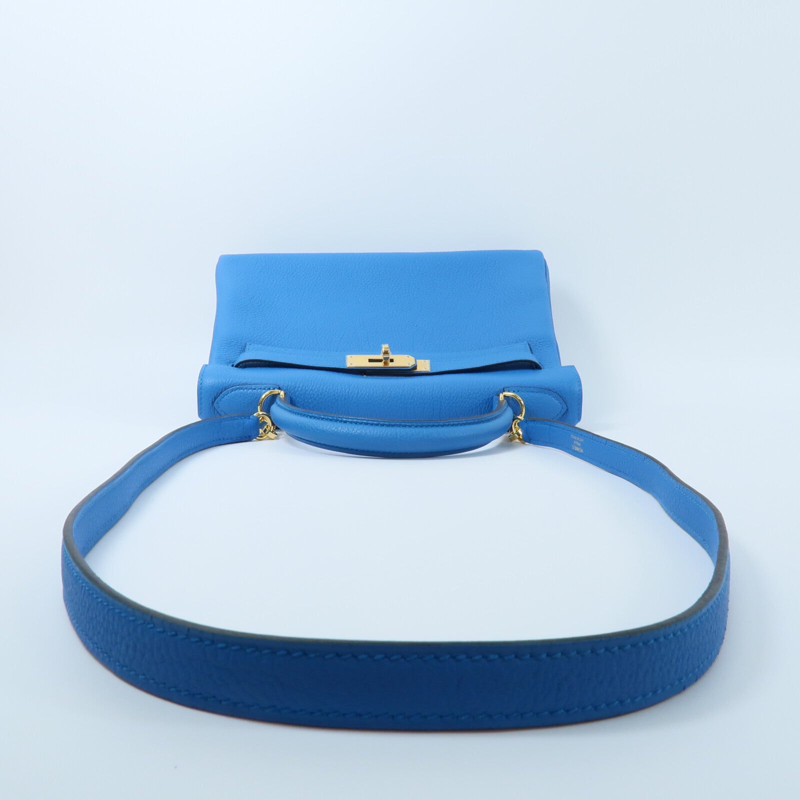 HERMES Togo皮革Kelly 28手挽肩背兩用袋Bleu Zanzibar