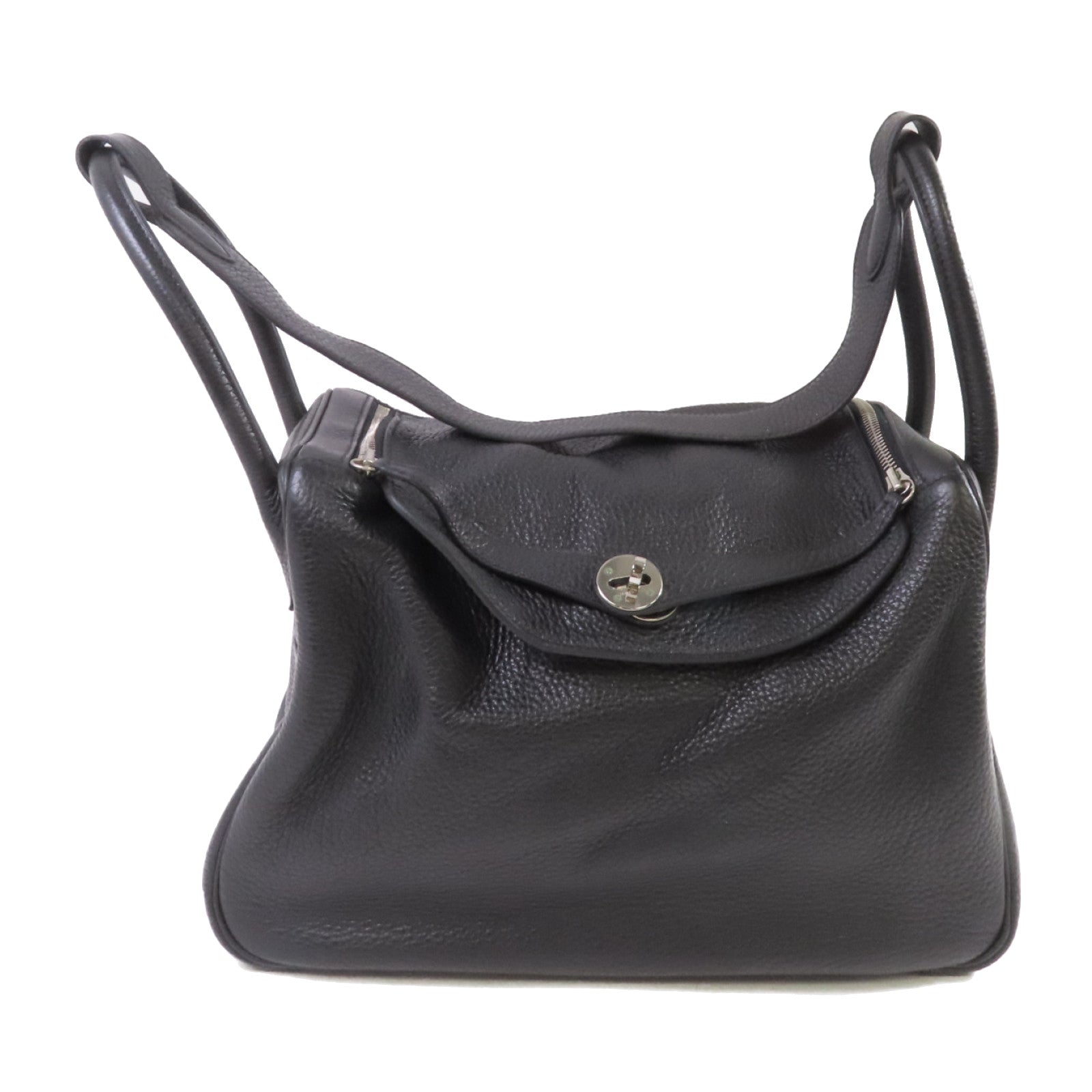 HERMES Clemence皮革Lindy 34 Shoulder Bag銀扣肩背袋黑色