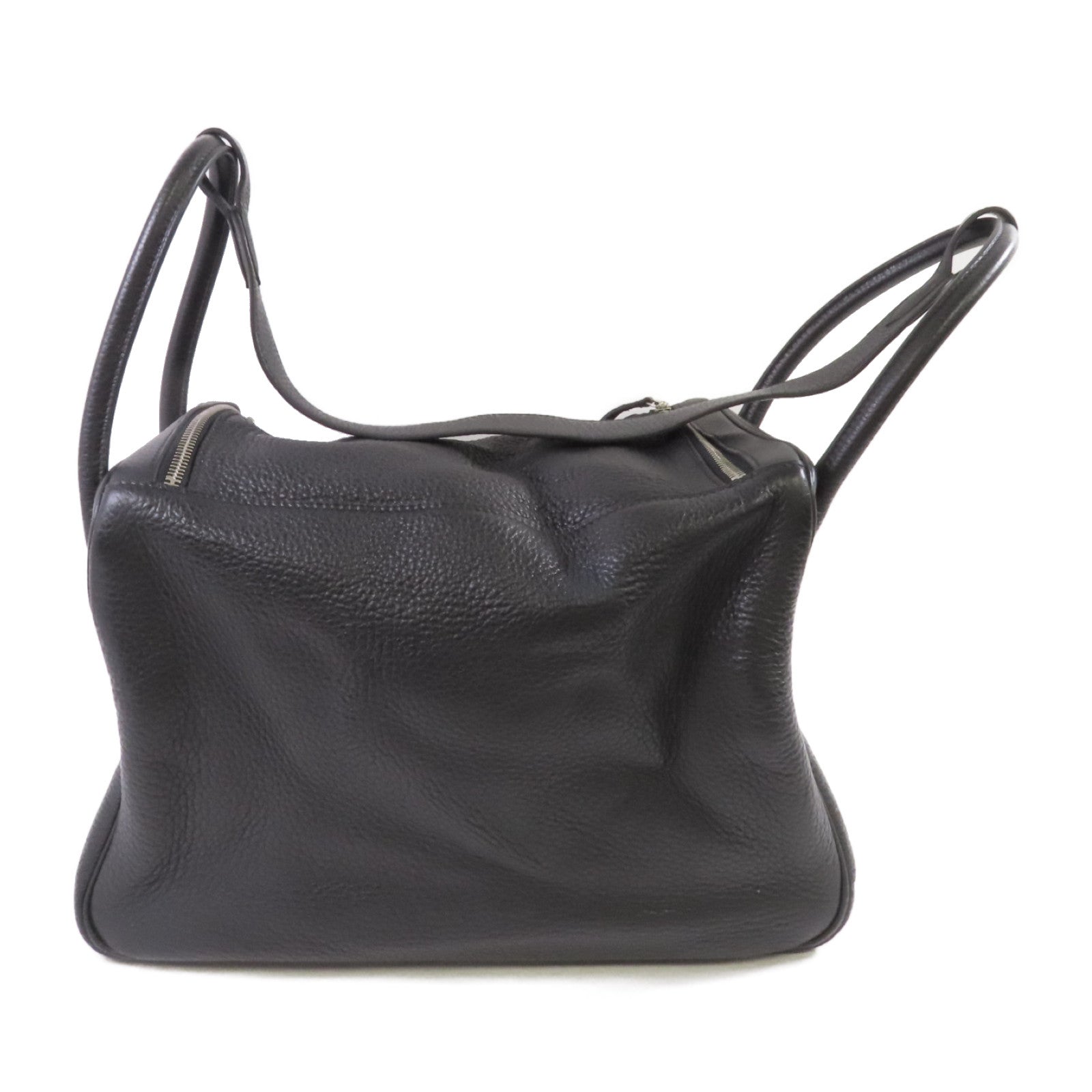 HERMES Clemence皮革Lindy 34 Shoulder Bag銀扣肩背袋黑色