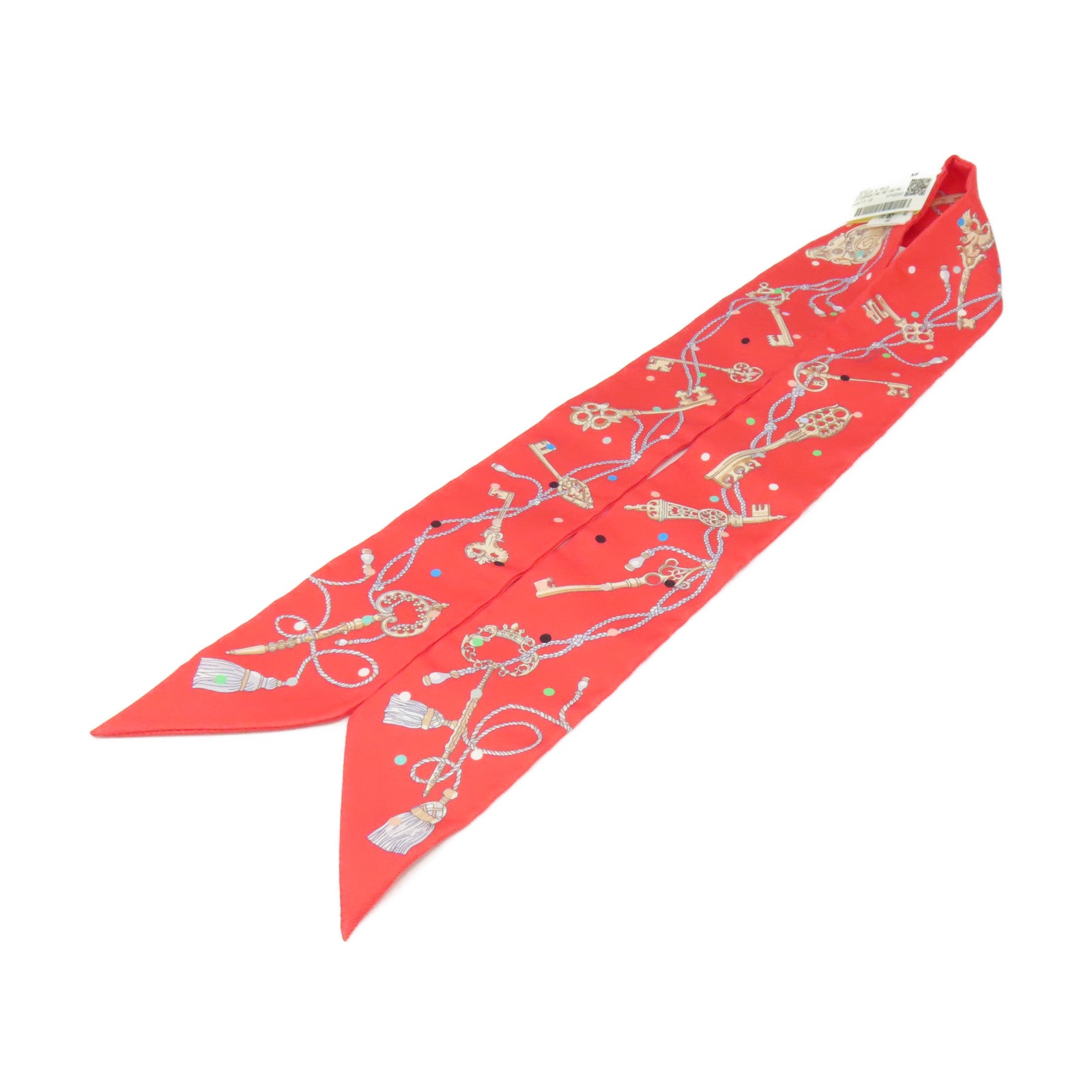 HERMES 【激減優惠】絲質Twilly Scarf絲巾玫瑰橙色/彩色